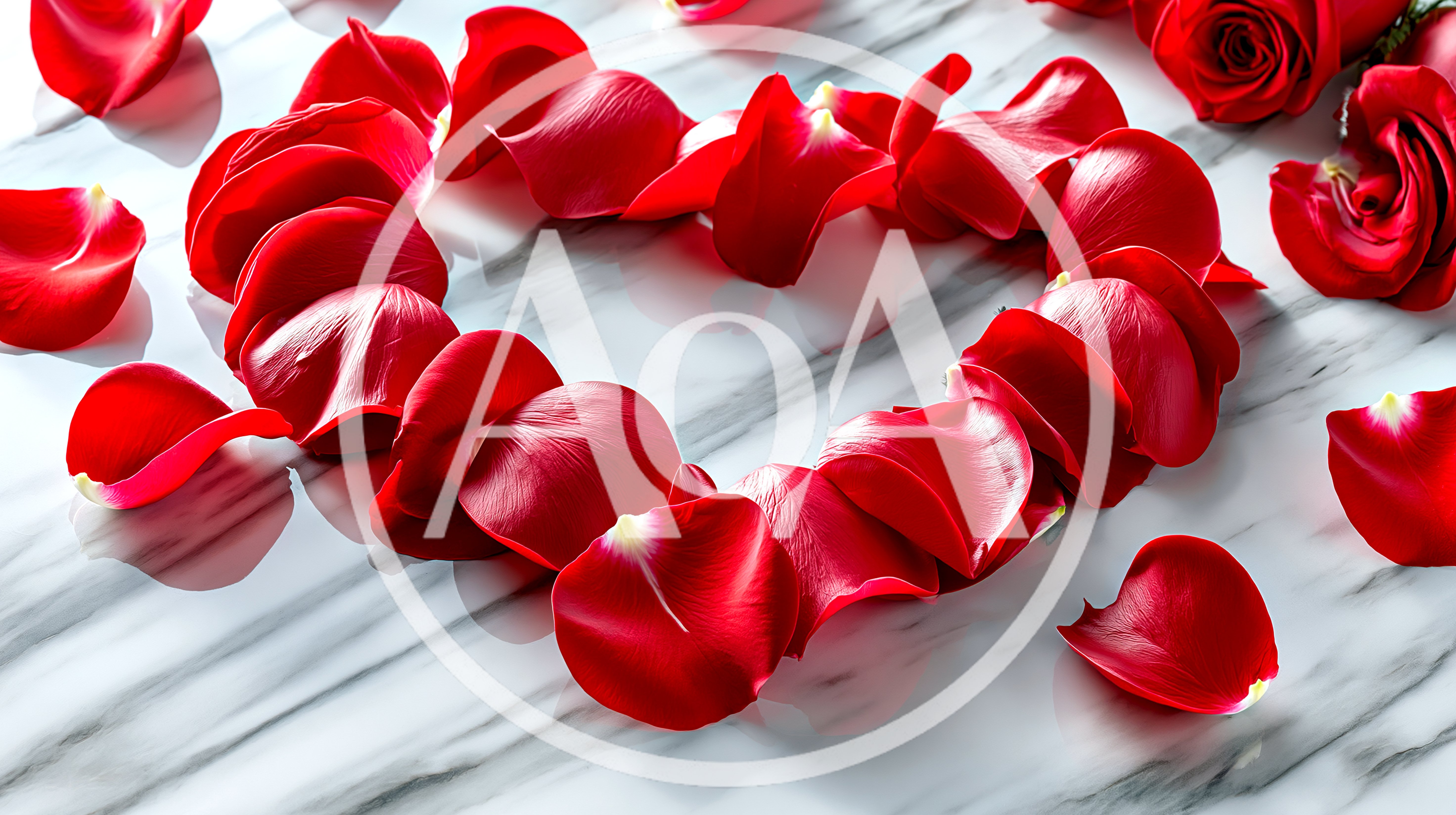 Red Rose Petals Arranged In A Heart Shape