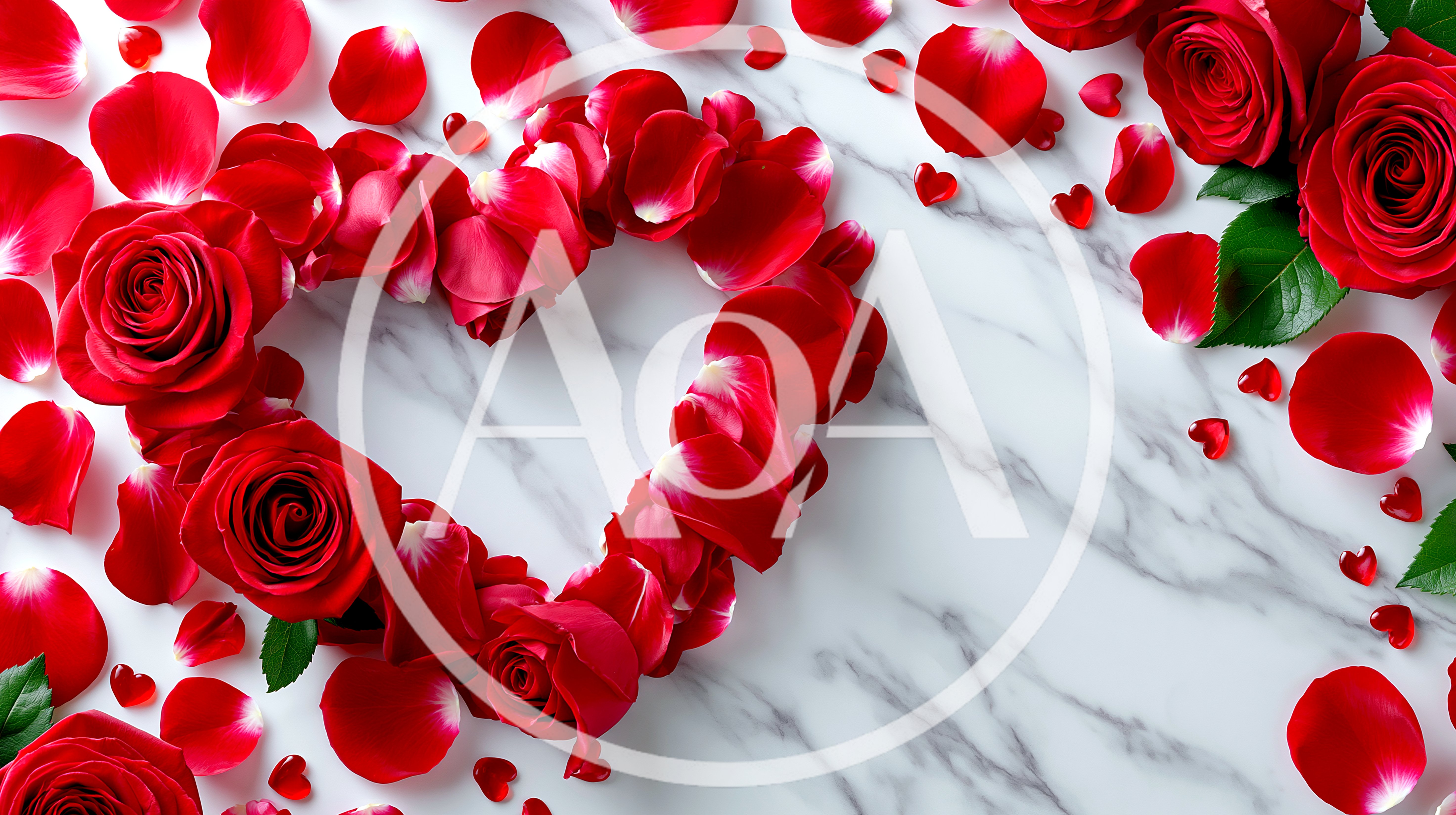 Red Rose Petals Arranged In A Heart Shape