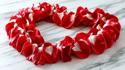 Heart Shape Made Of Red Rose Petals