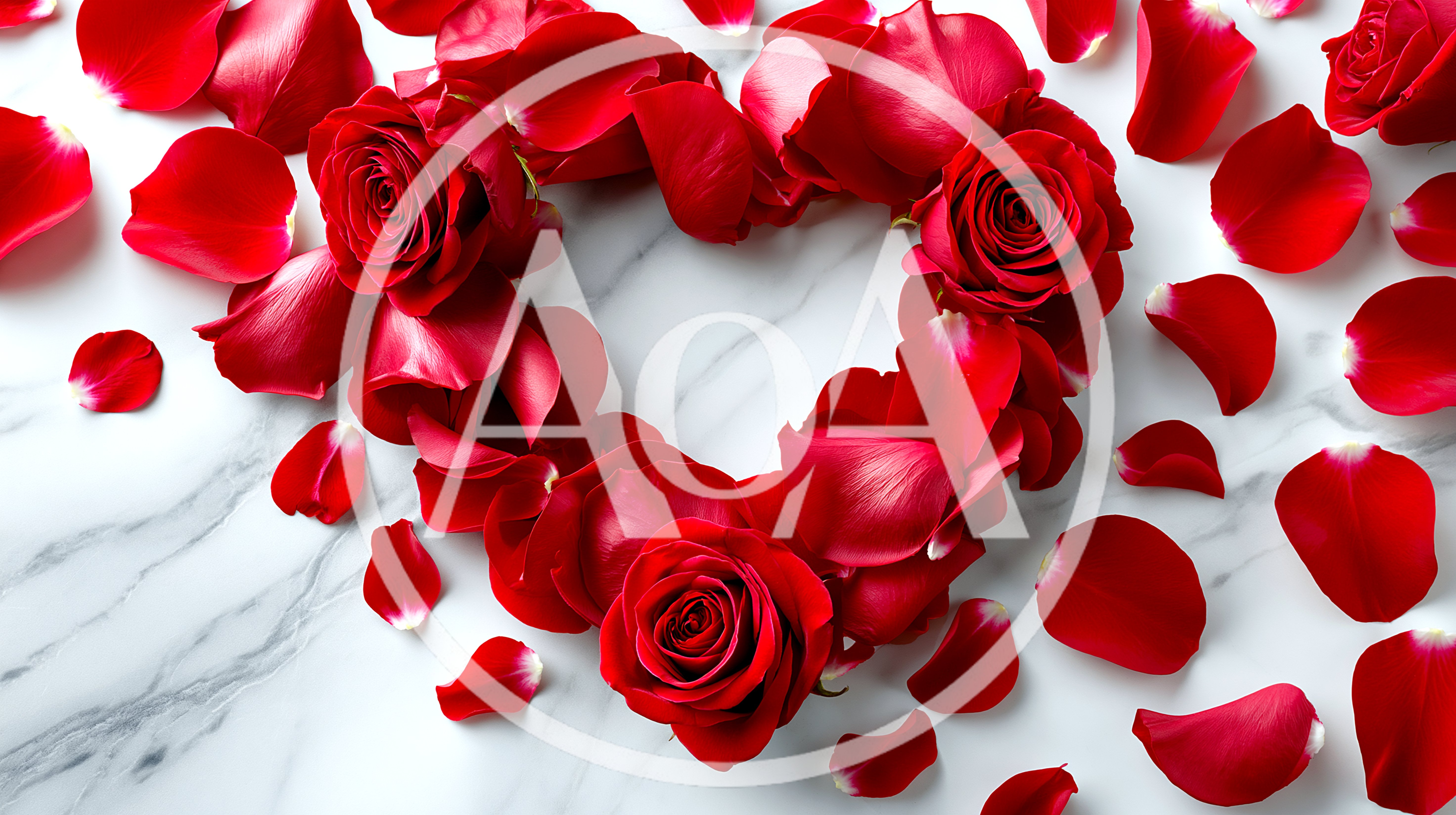 Red Rose Petals Arranged In A Heart Shape