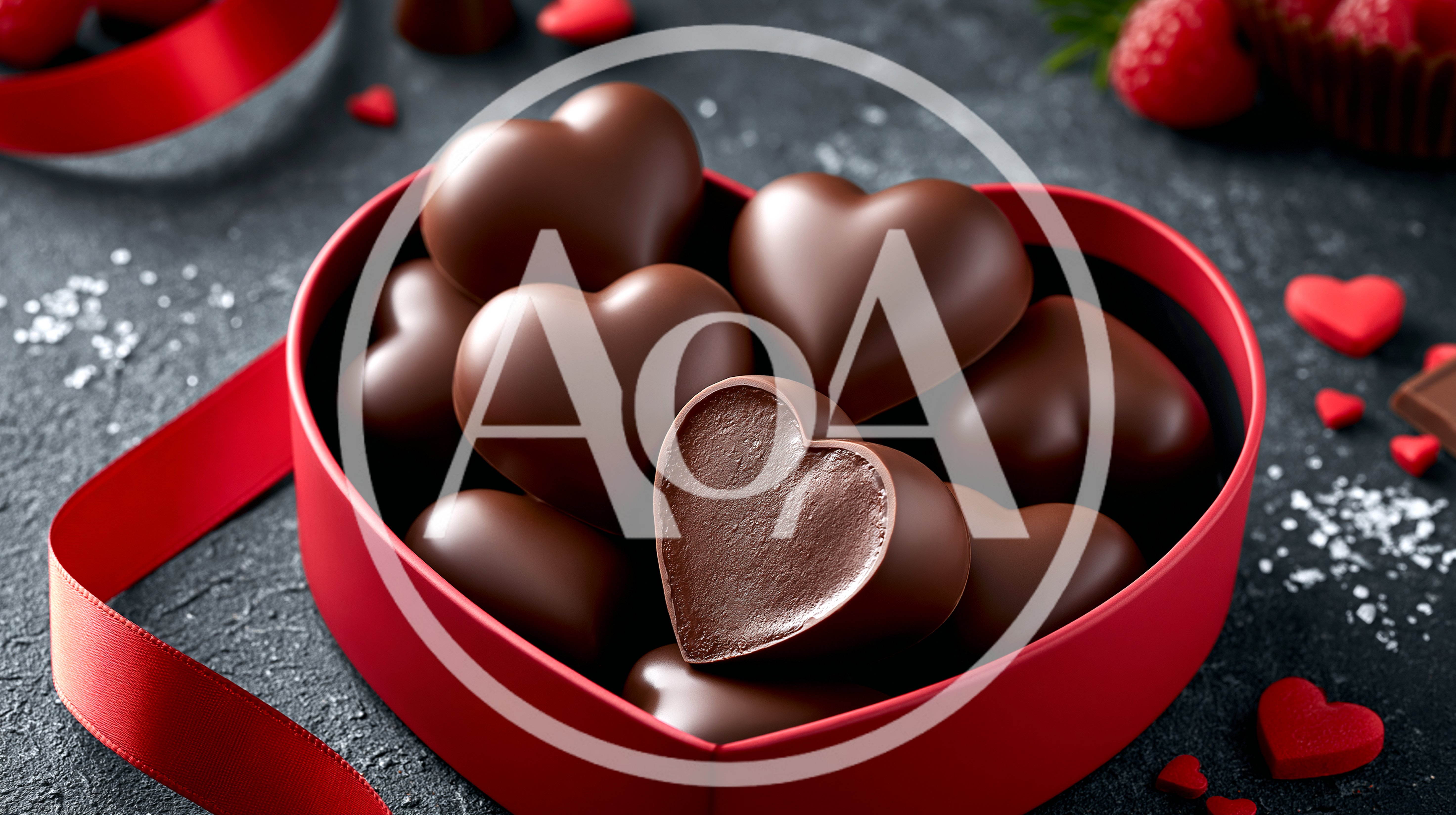 Heart Shaped Chocolates In A Red Gift Box