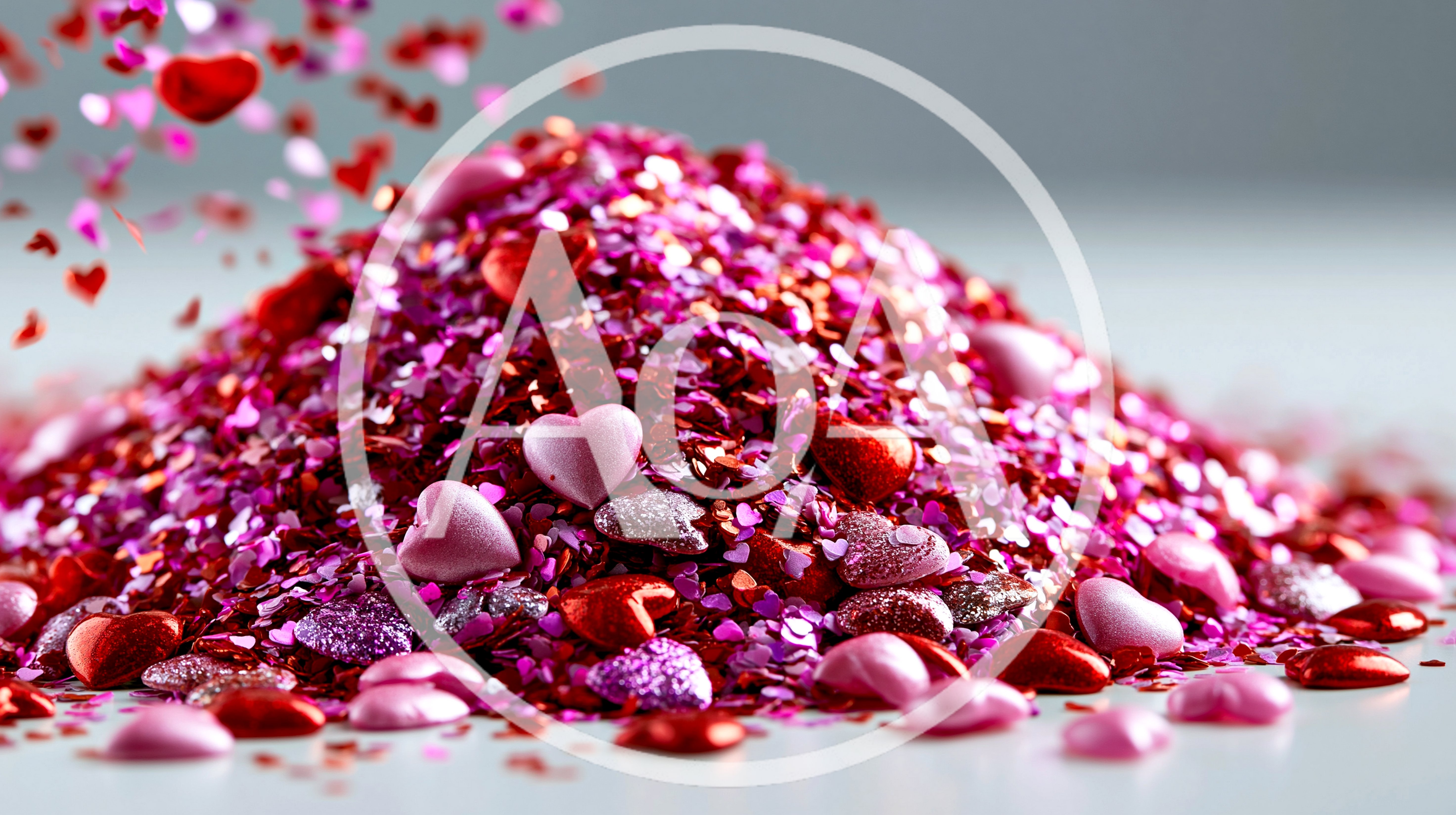 Pile Of Pink And Red Heart Shaped Confetti