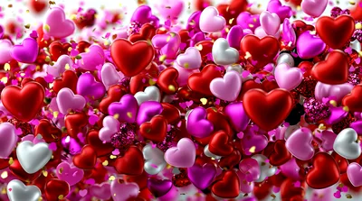 Floating Red And Pink Hearts Background
