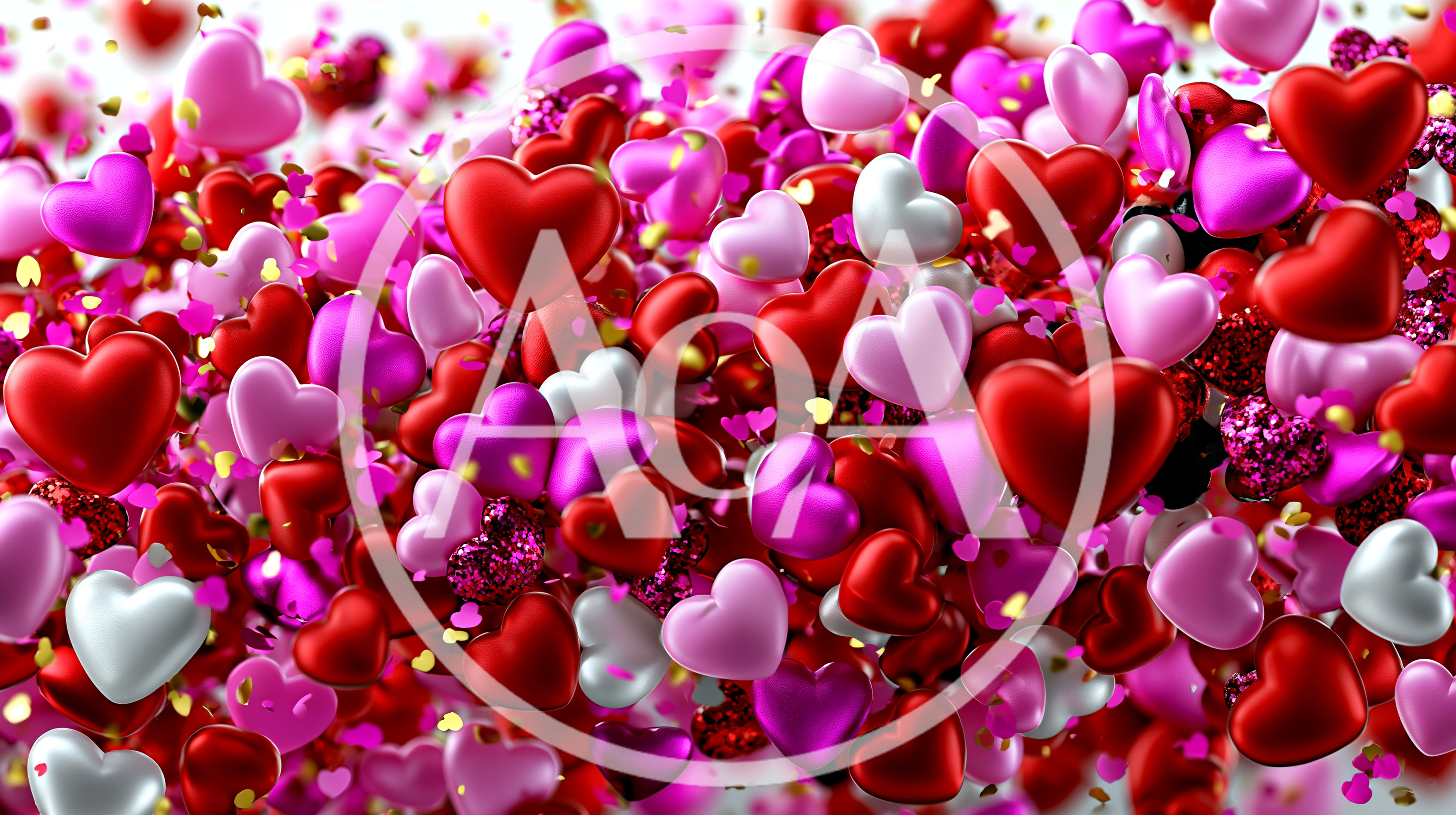 Floating Red And Pink Hearts Background