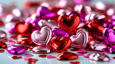 Shiny Metallic Heart Shaped Confetti Decorations