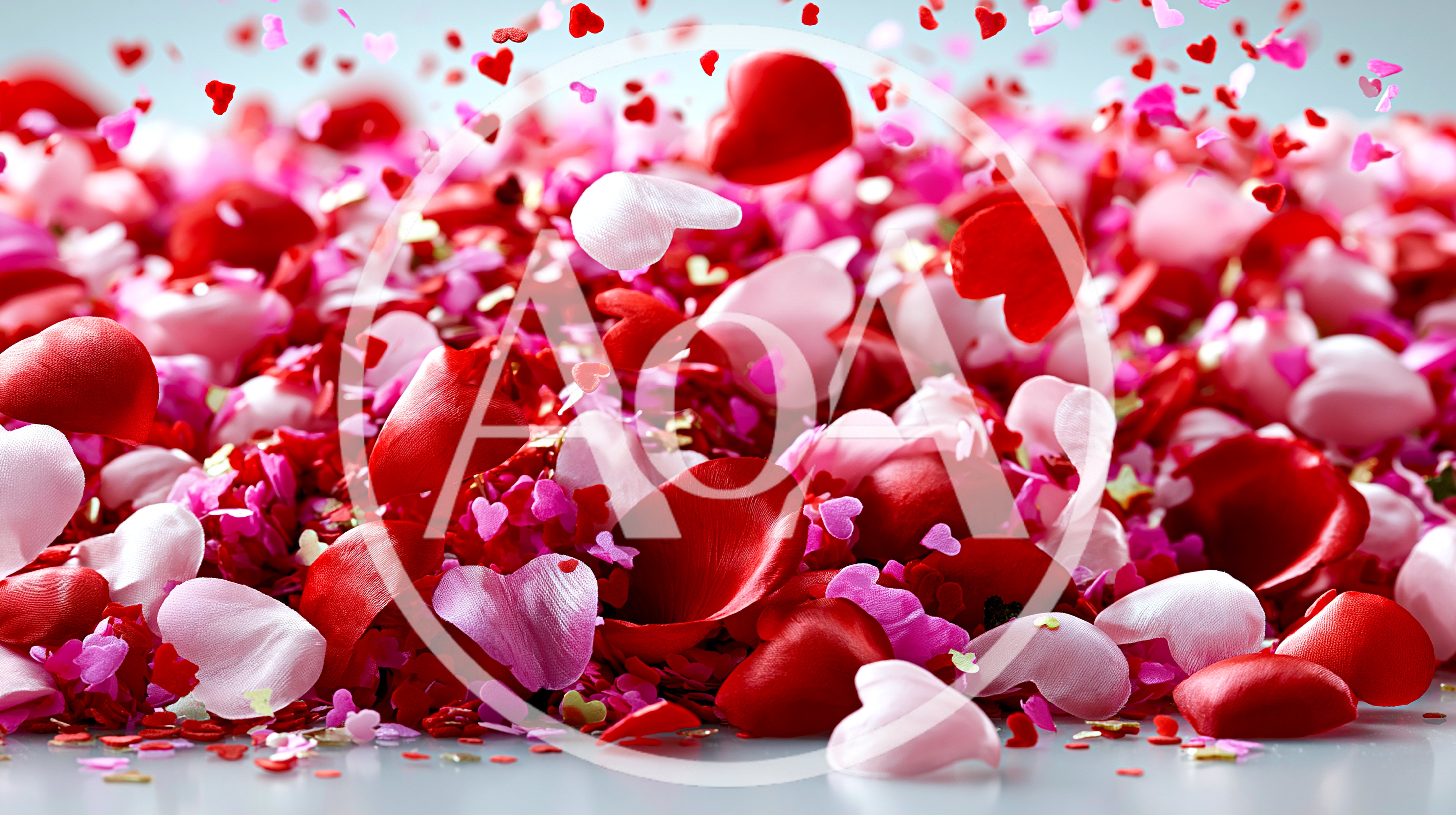 Falling Red And Pink Heart Shaped Confetti Petals