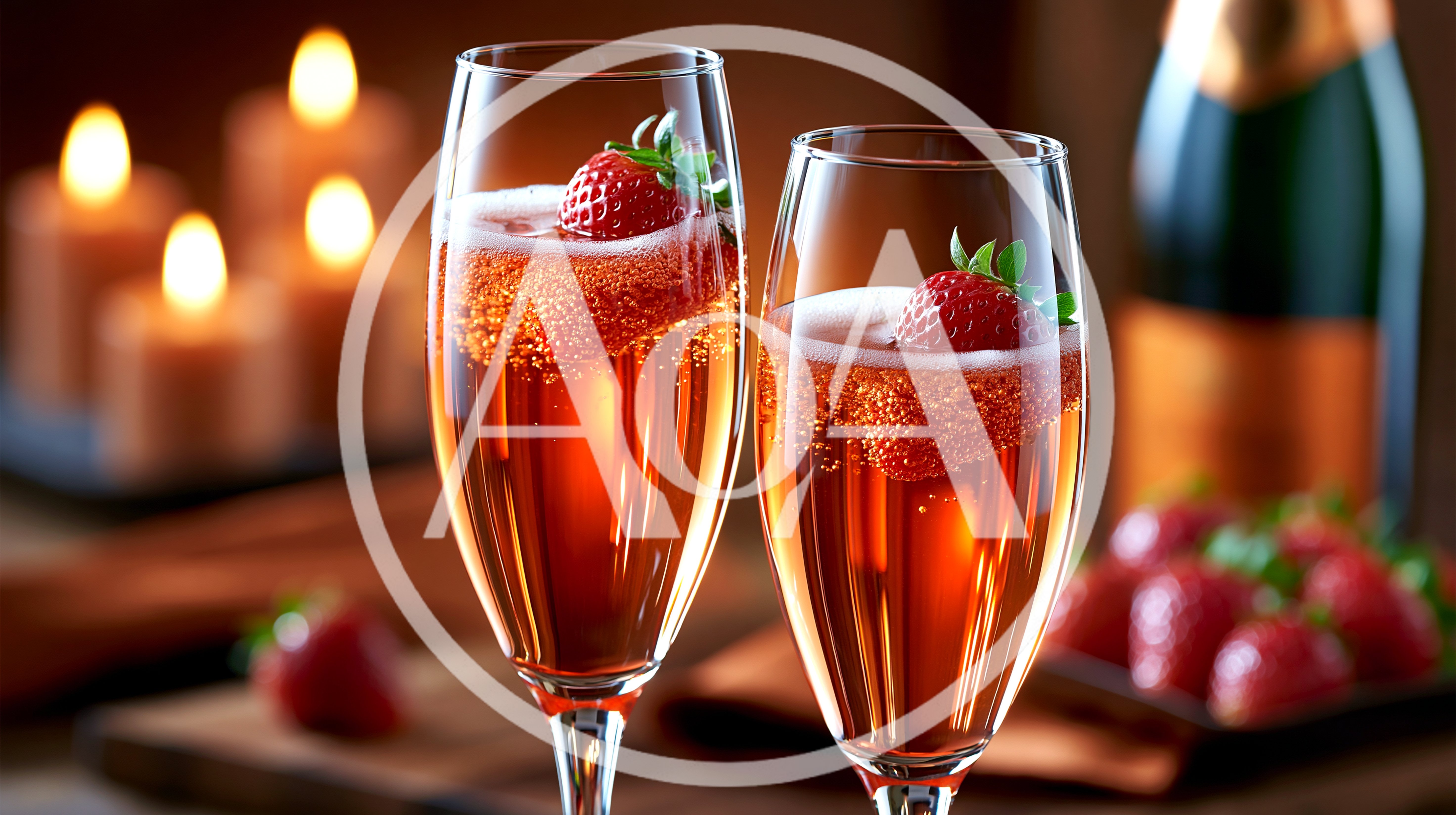 Two Glasses Of Sparkling Strawberry Champagne