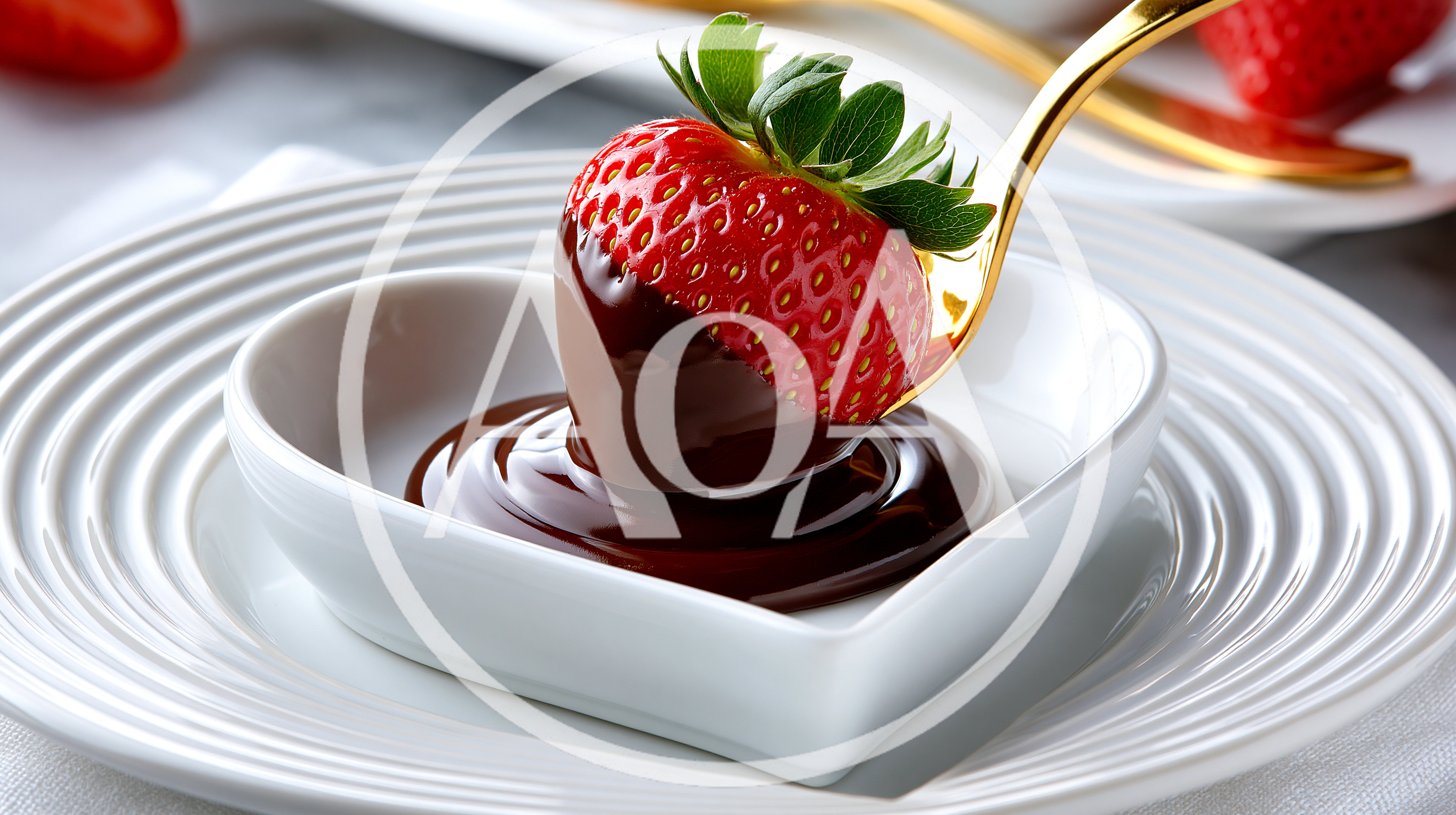 Chocolate Dipped Strawberry In A Heart Shaped Bowl