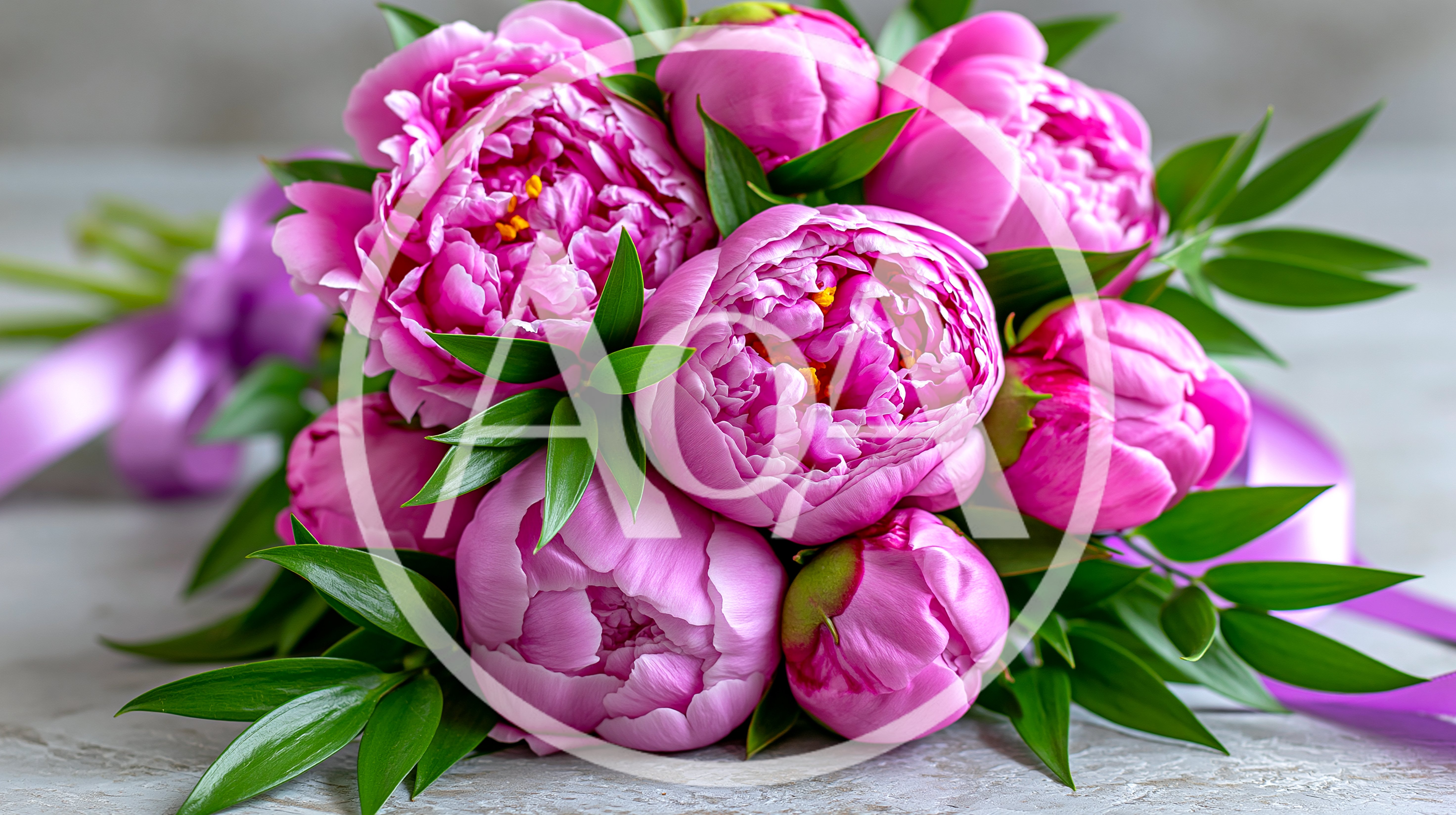 Beautiful Bouquet Of Fresh Pink Peony Flowers