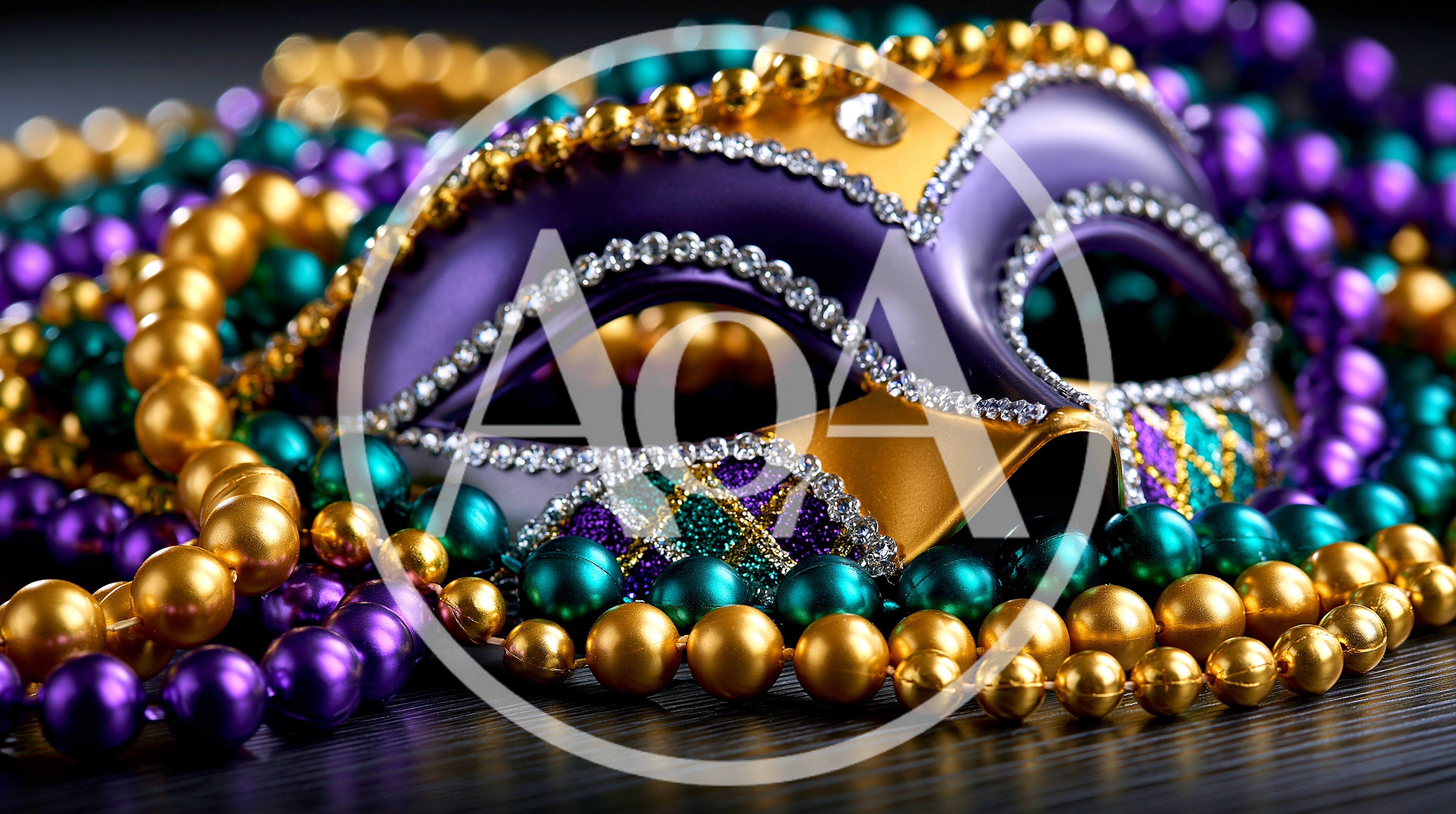 Mardi Gras Masquerade Mask With Colorful Beads