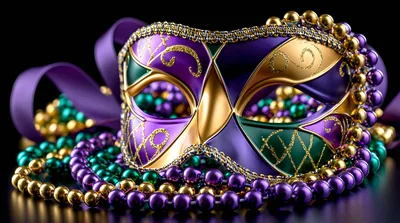 Mardi Gras Masquerade Mask With Beads