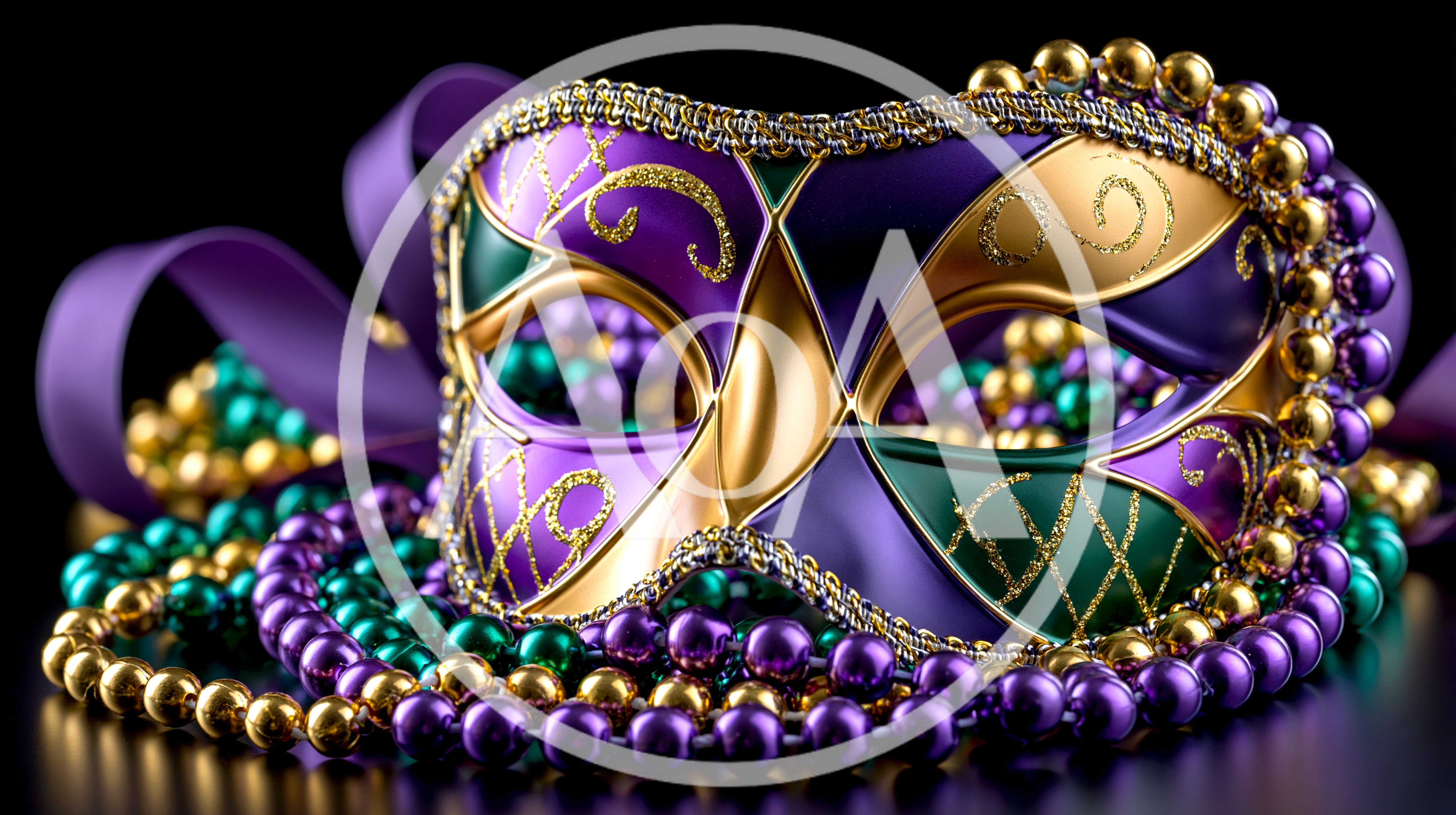 Mardi Gras Masquerade Mask With Beads