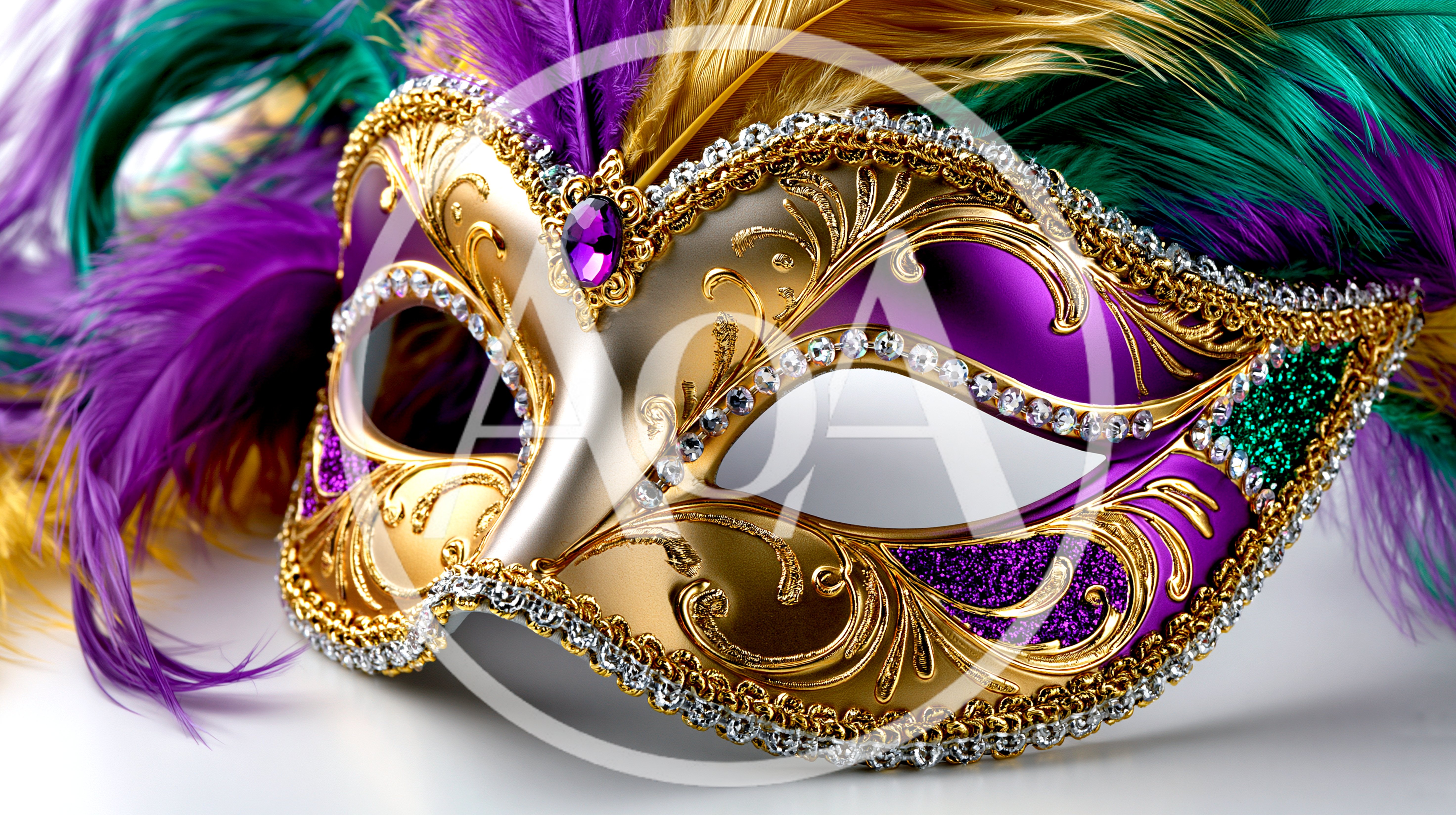 Ornate Venetian Masquerade Mask With Colorful Feathers