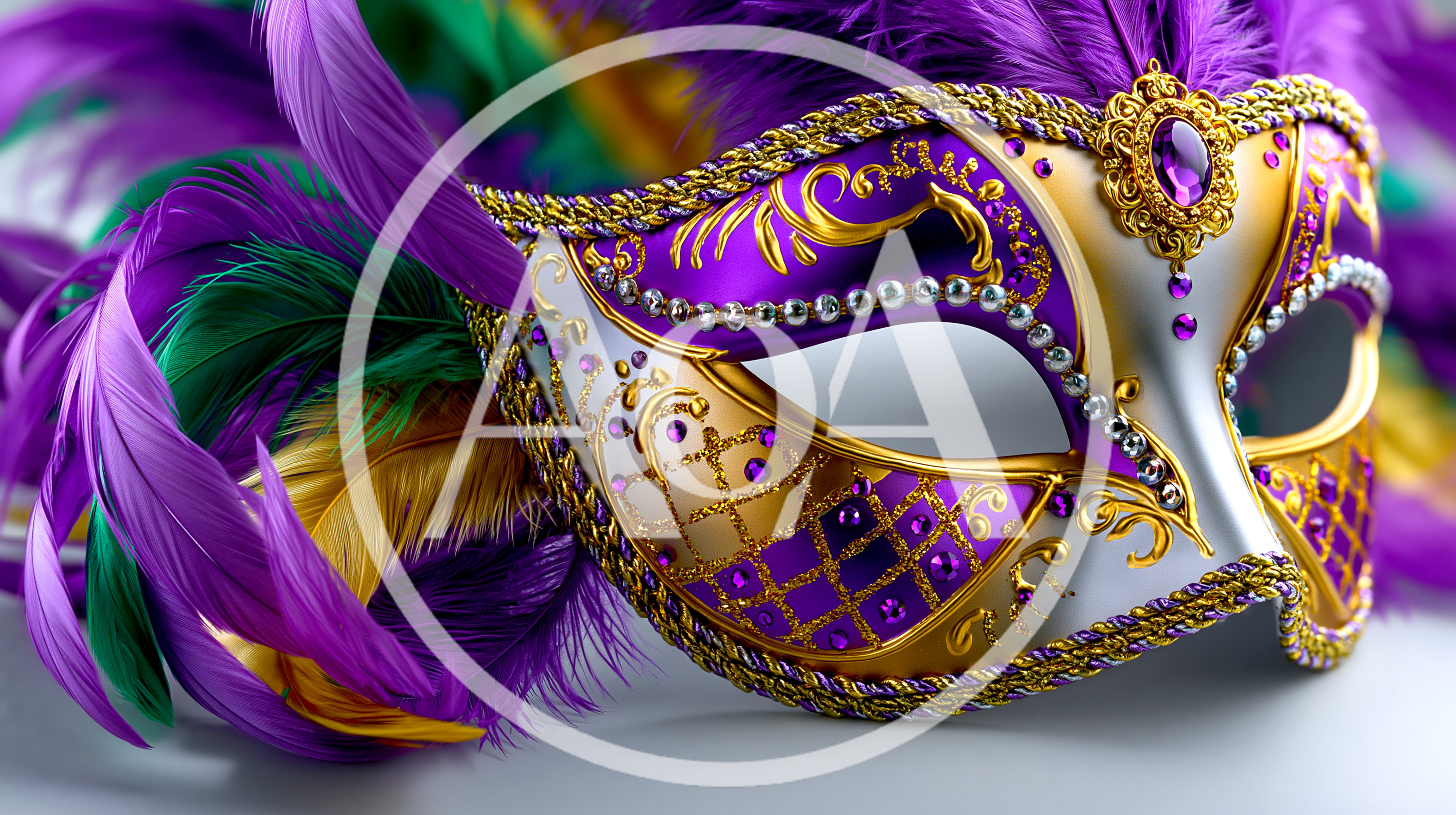 Ornate Venetian Masquerade Mask With Colorful Feathers