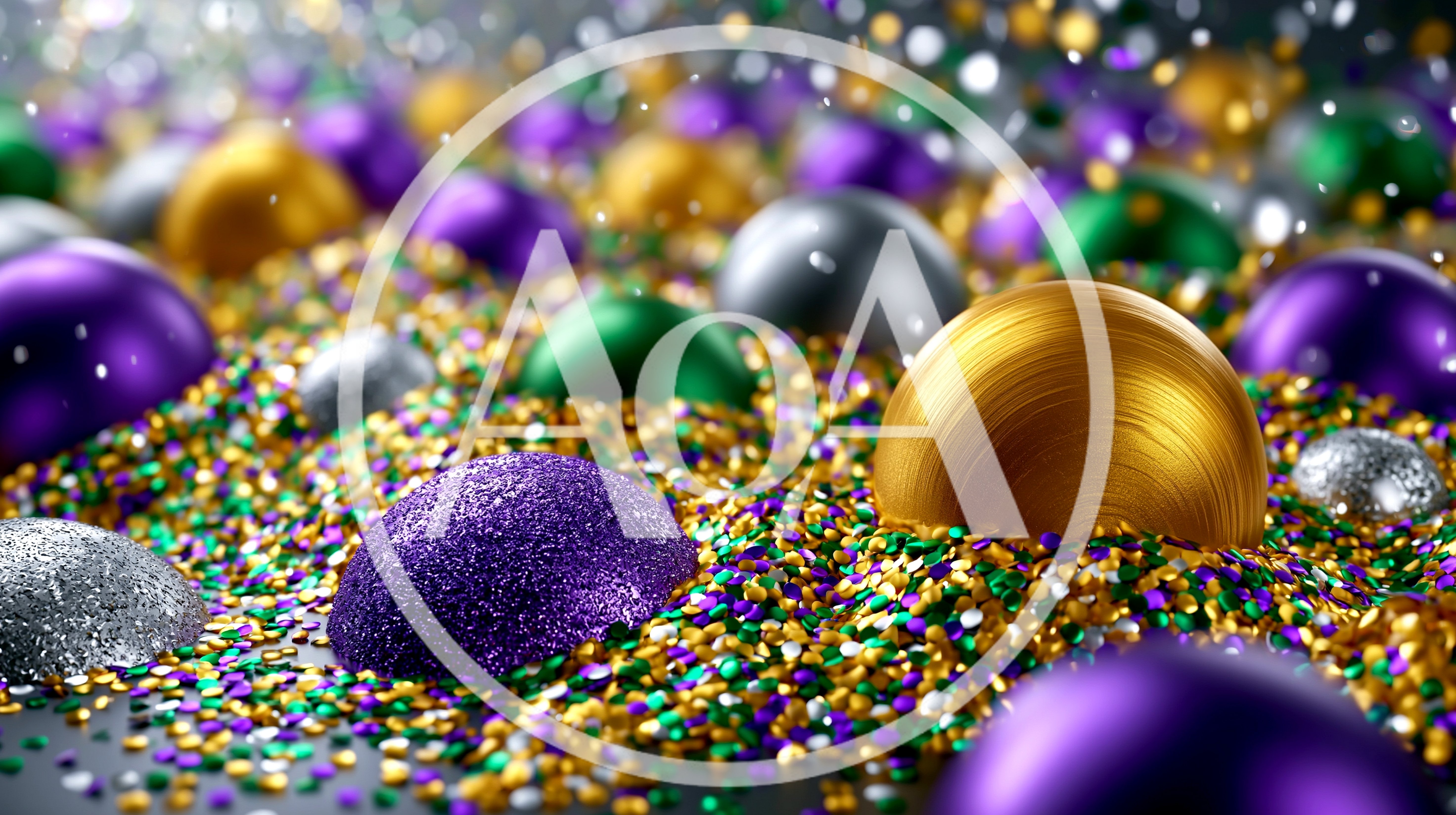 Mardi Gras Ornaments And Confetti Background