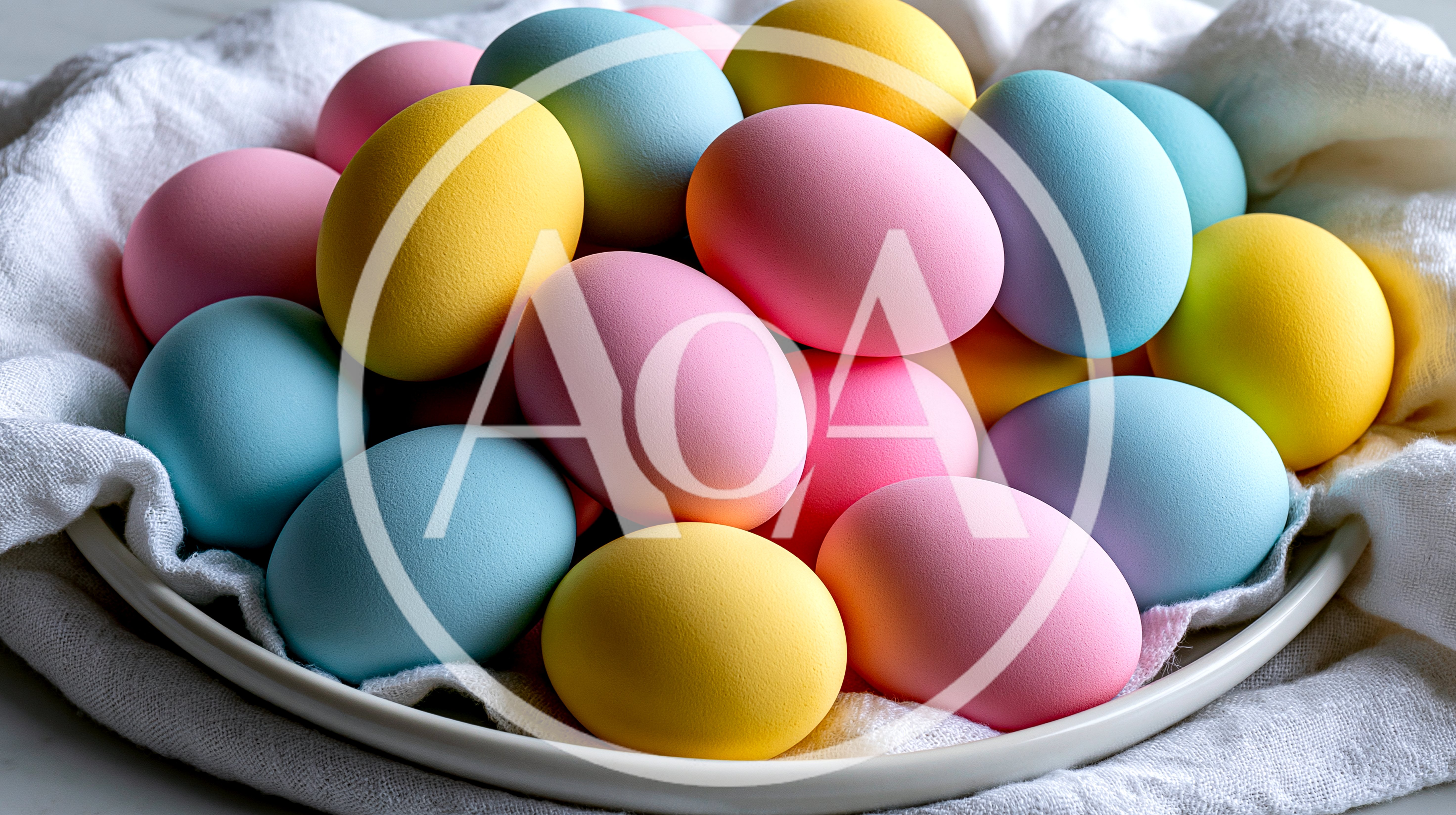 Colorful Easter Eggs Arranged on a White Plate
