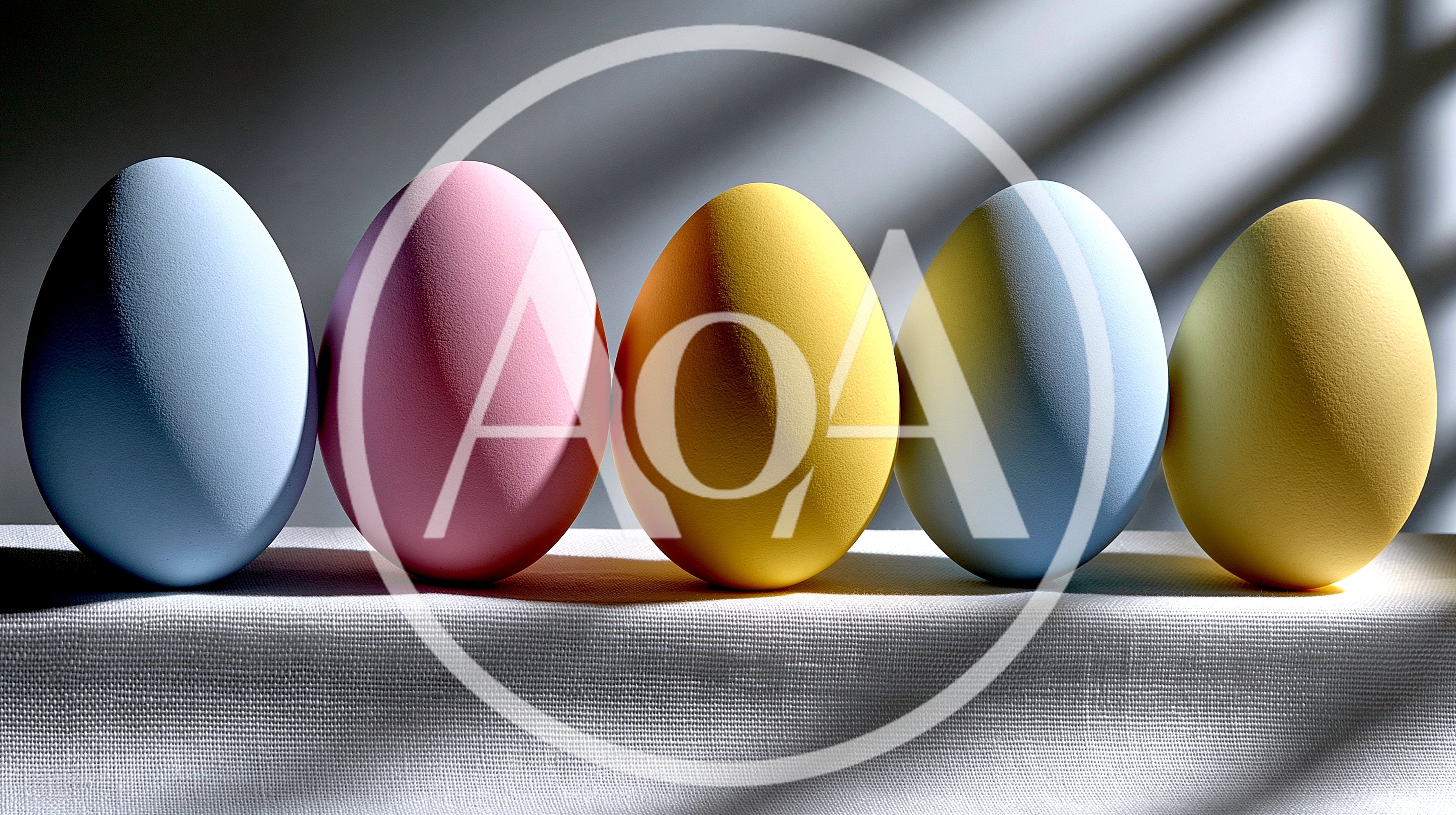 Five Pastel Colored Easter Eggs In A Row