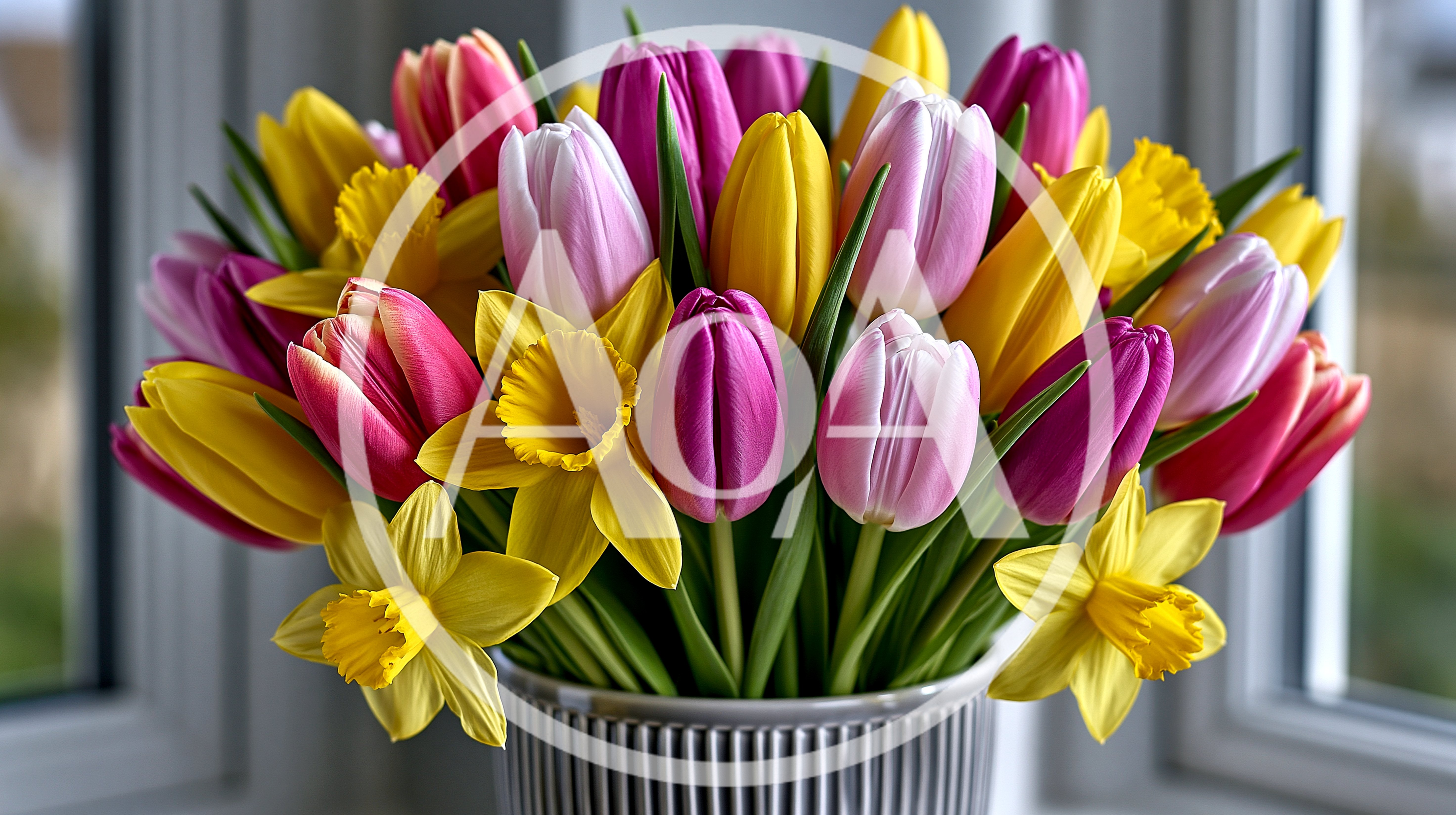 Vibrant Spring Bouquet Of Tulips And Daffodils