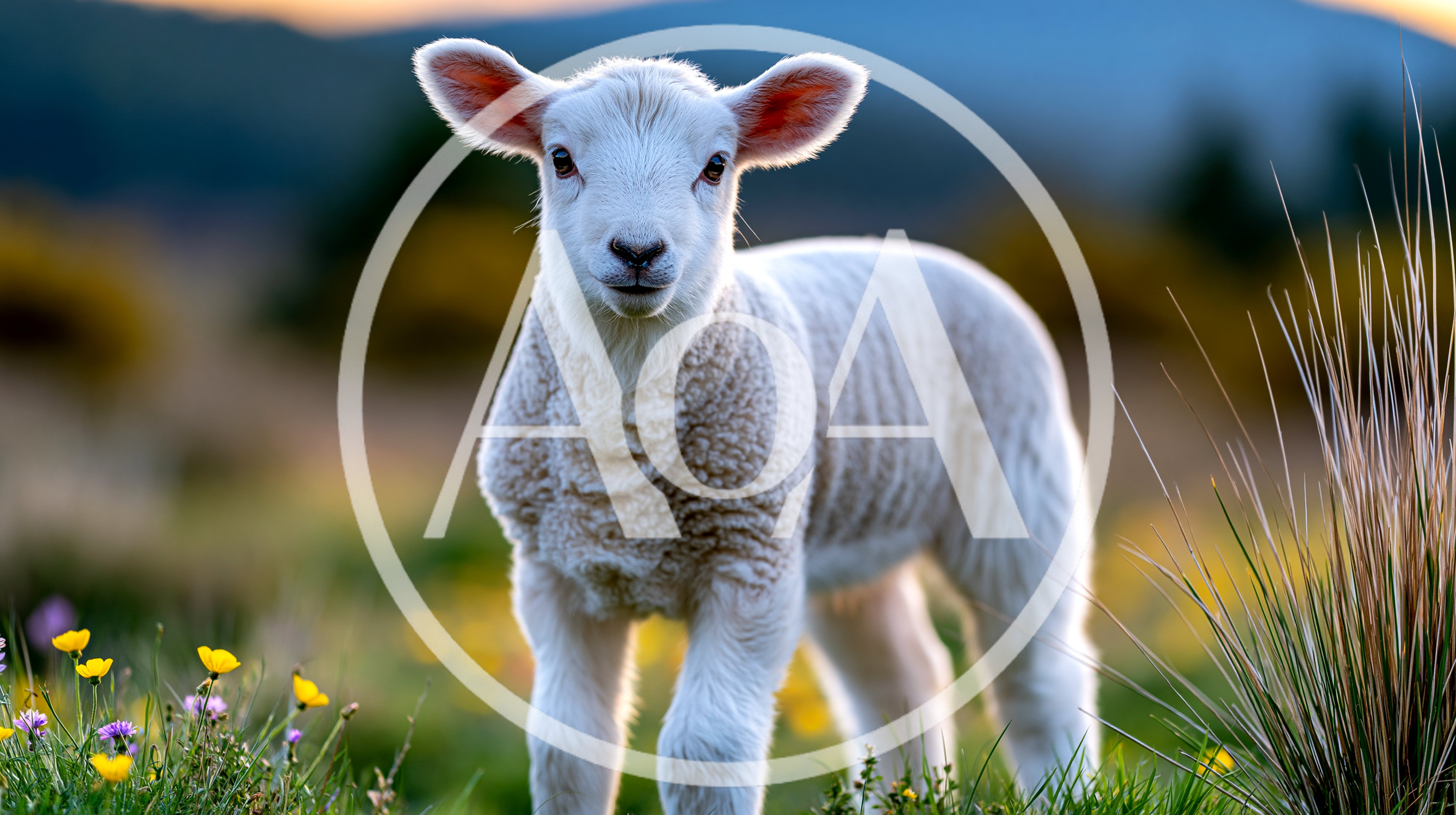 Adorable White Lamb Standing In A Grassy Meadow