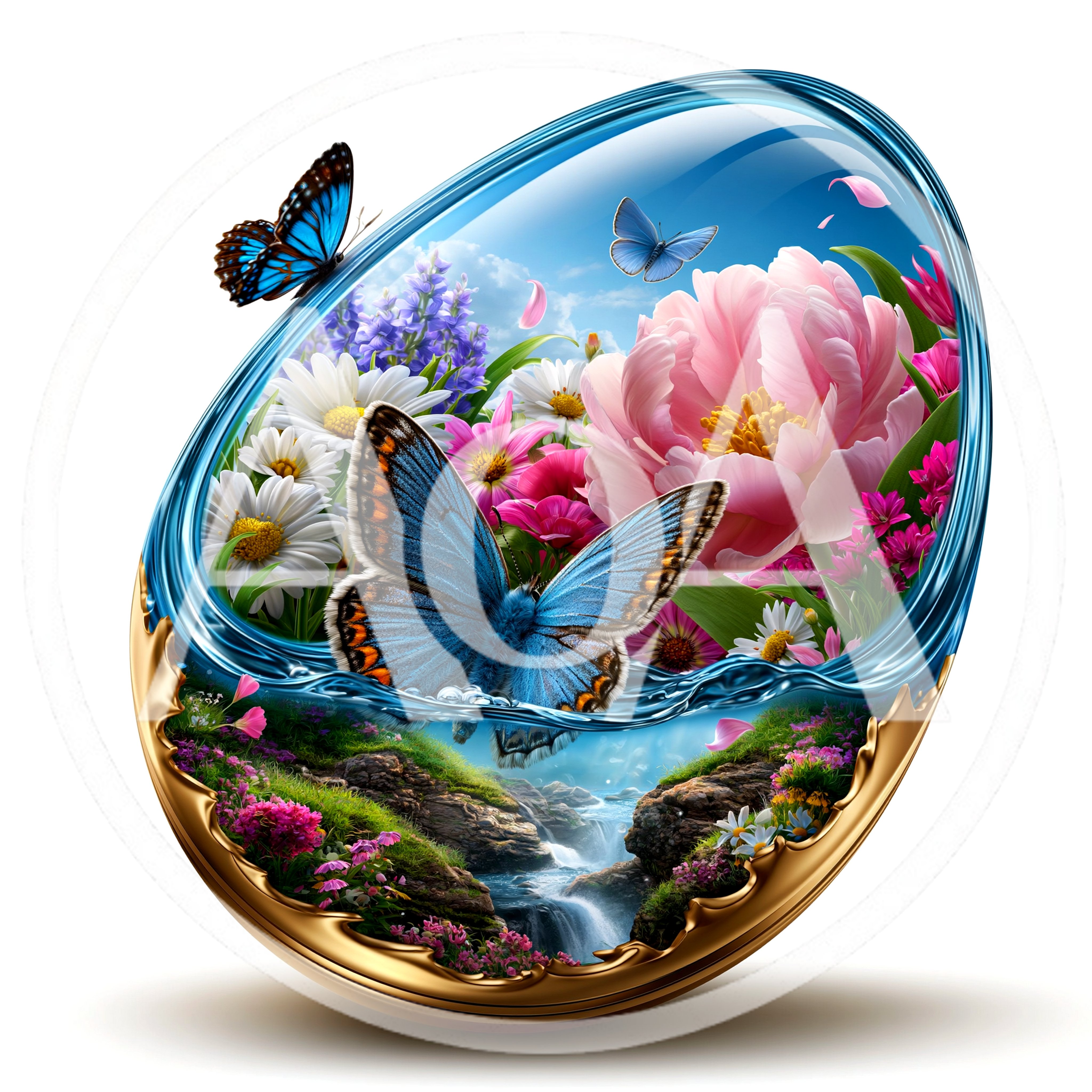 Surreal Egg Shaped Portal With Butterflies And Flowers