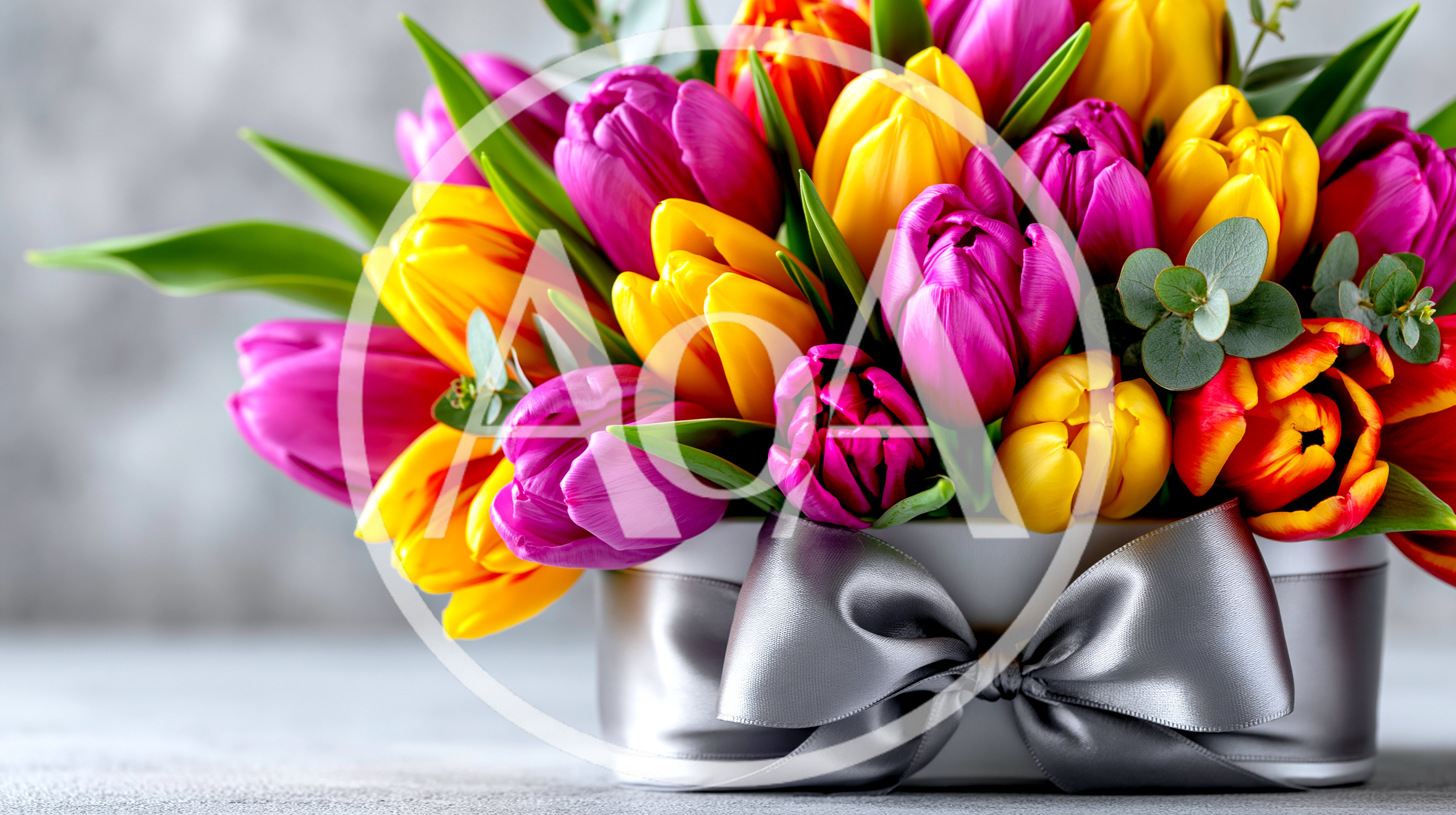 Vibrant Tulip Bouquet In A Decorative Gift Box