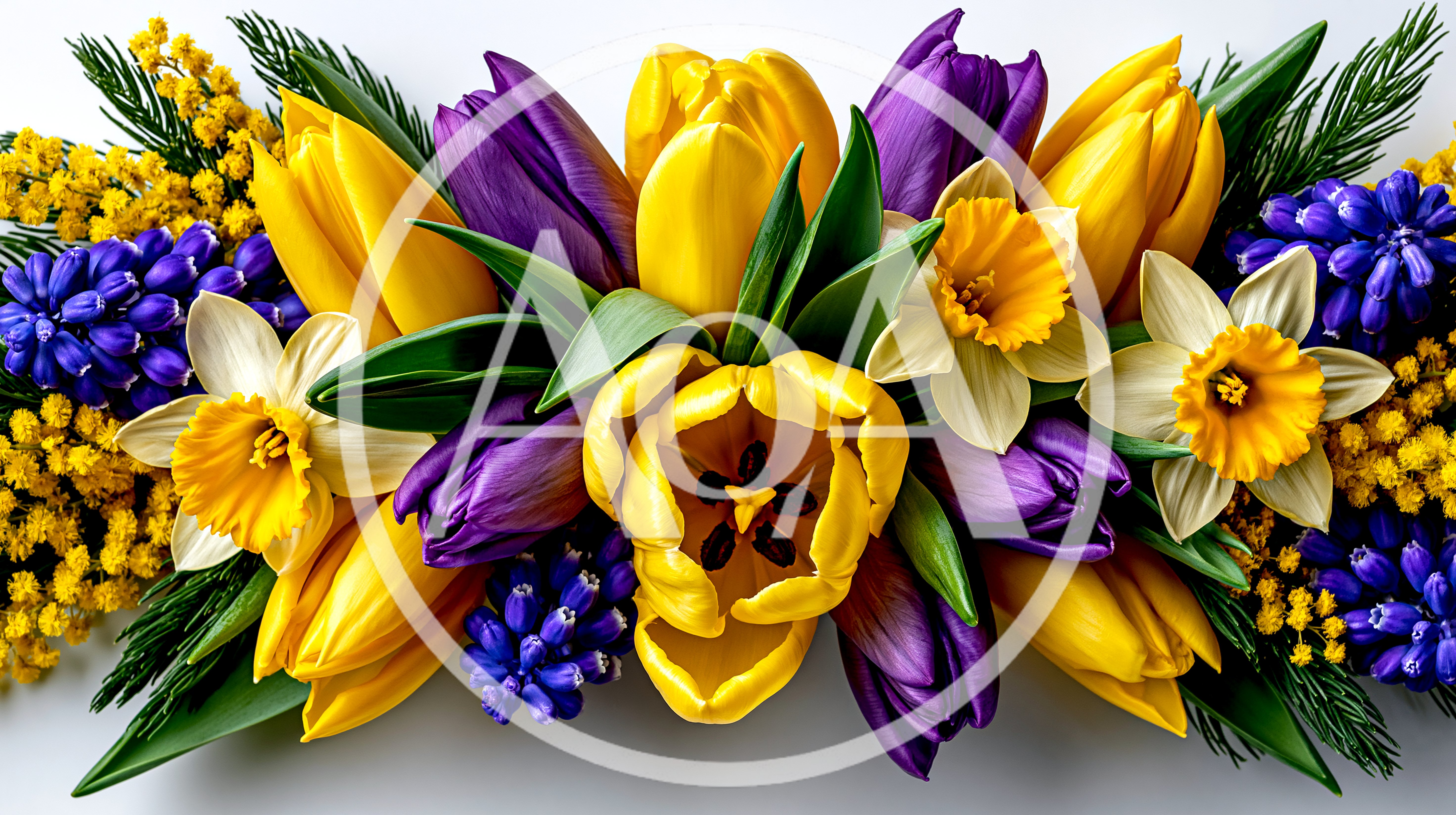 Spring Floral Arrangement With Tulips And Daffodils