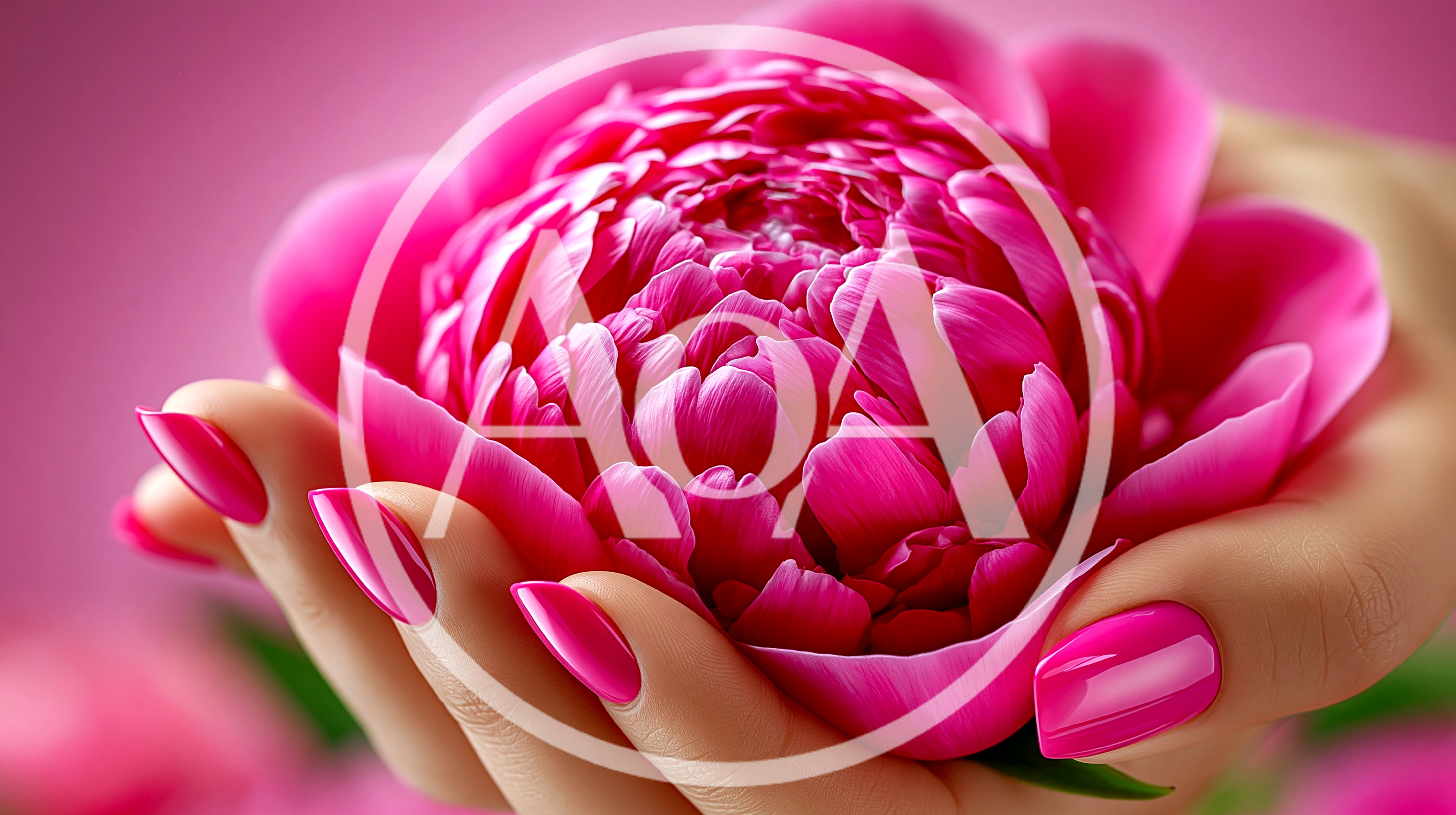 Woman Holding A Vibrant Pink Peony Flower