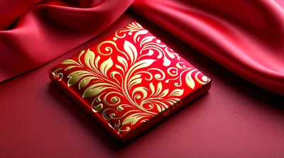 Elegant Red And Gold Floral Decorative Box