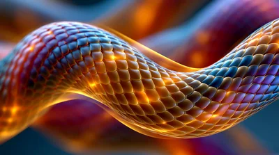 Abstract Digital Snake Skin Texture With Glowing Scales