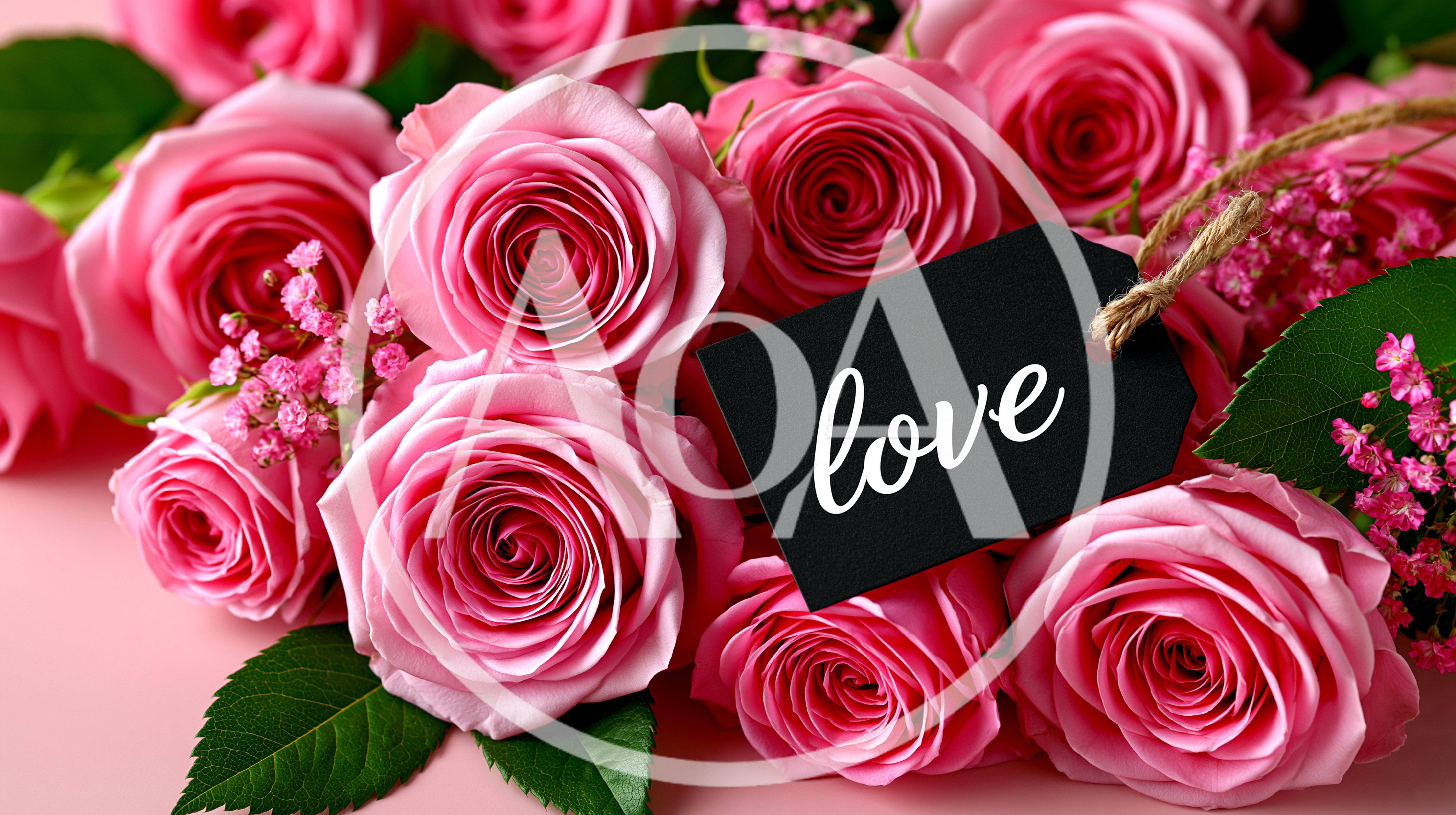 Pink Roses Bouquet With Love Gift Tag