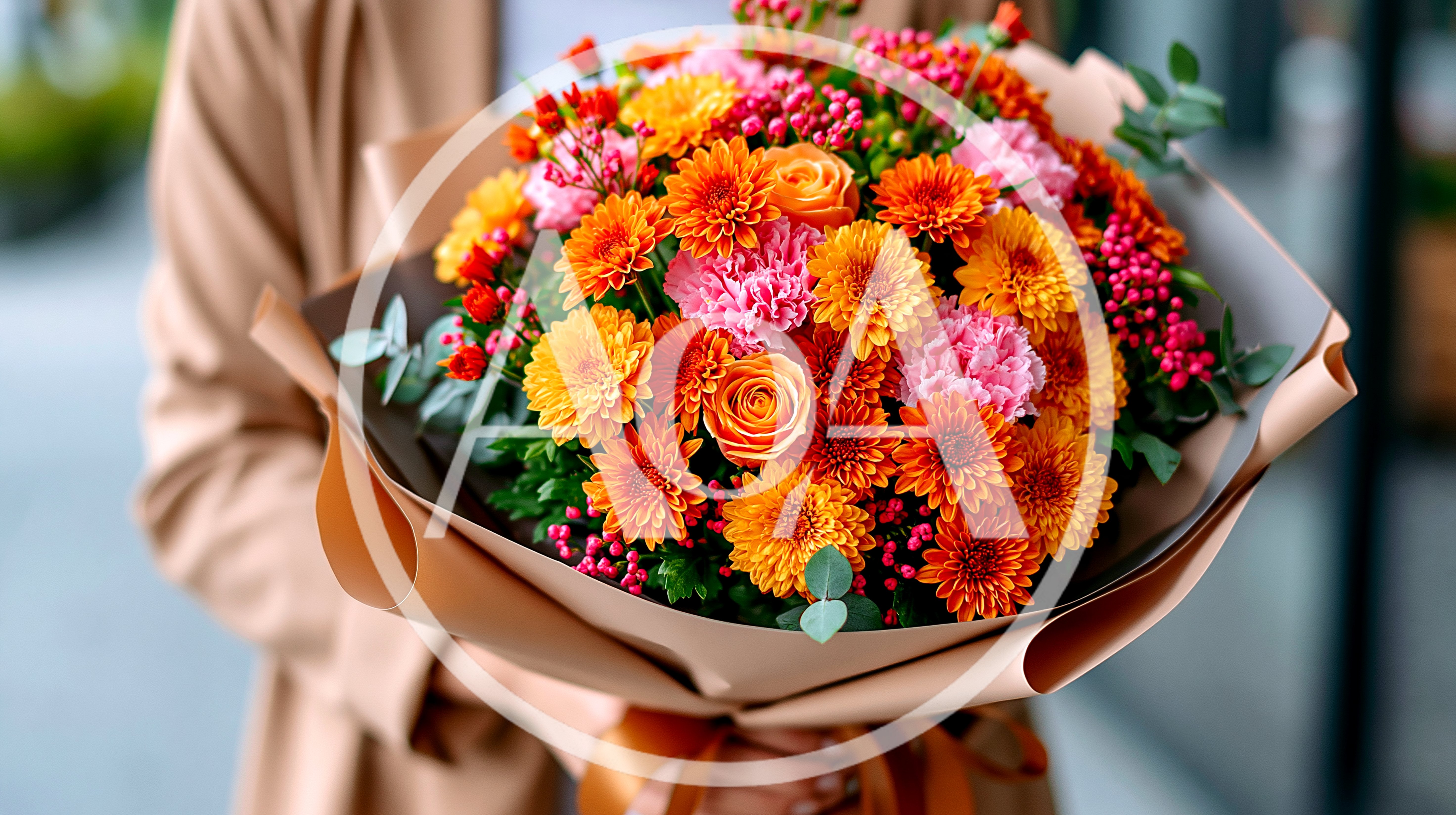 Person Holding A Vibrant Autumnal Flower Bouquet