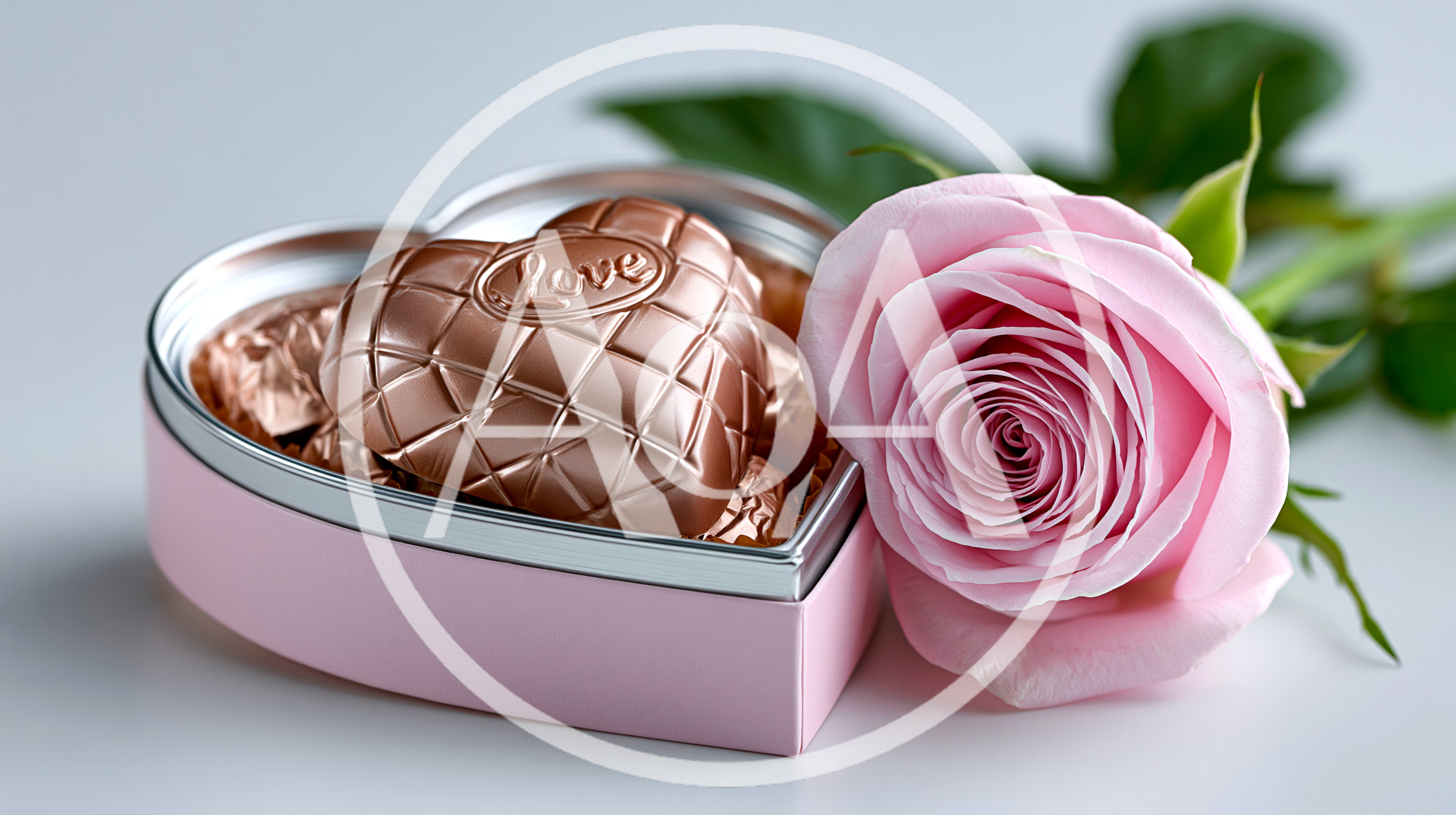 Heart Shaped Chocolate Box With A Pink Rose