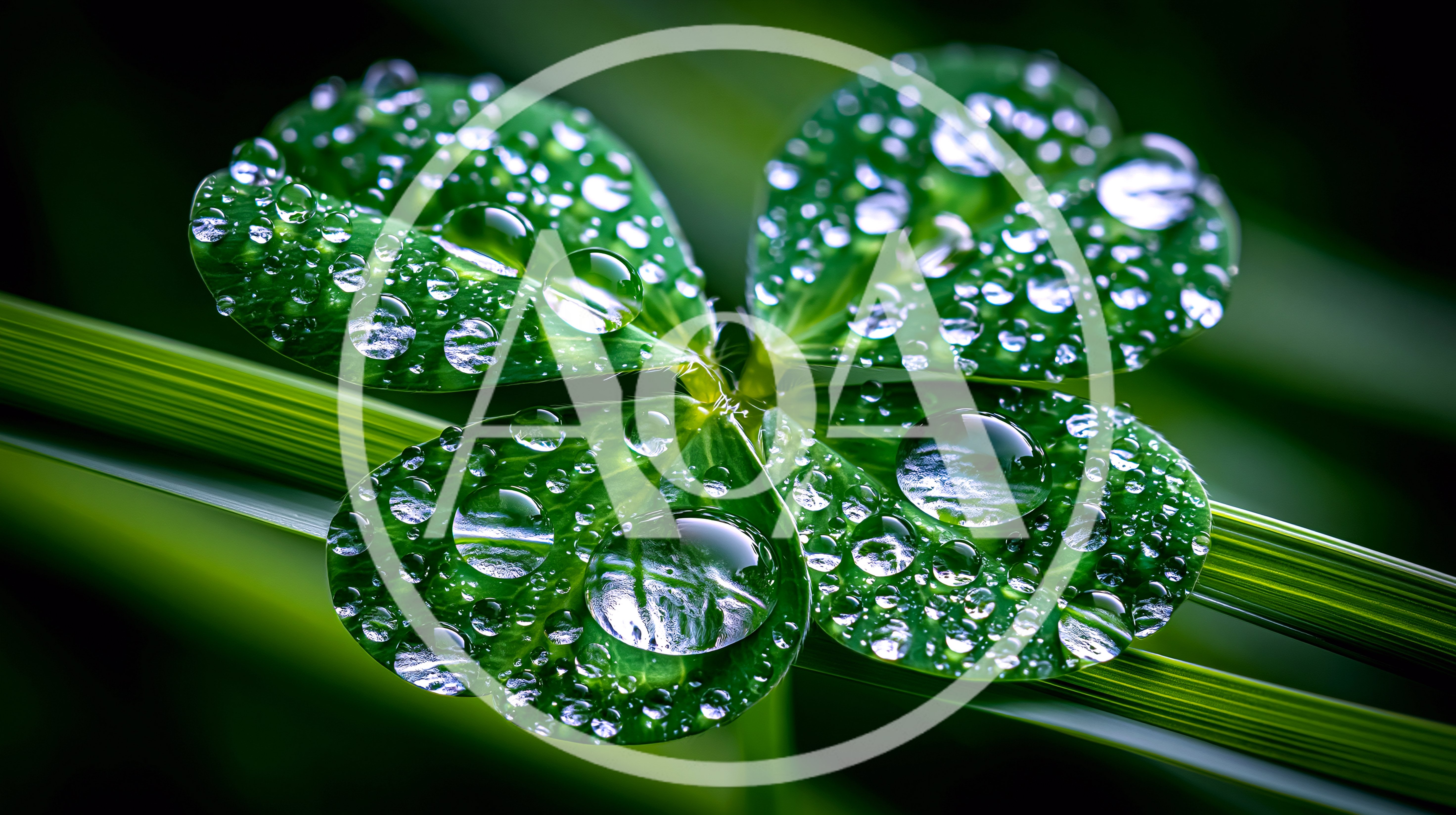 Four Leaf Clover With Dew Drops