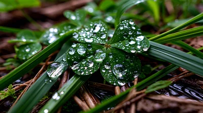 Dew Drops On A Four Leaf Clover