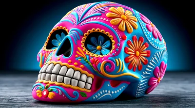 Colorful Sugar Skull For Day Of The Dead