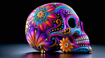 Colorful Day Of The Dead Sugar Skull