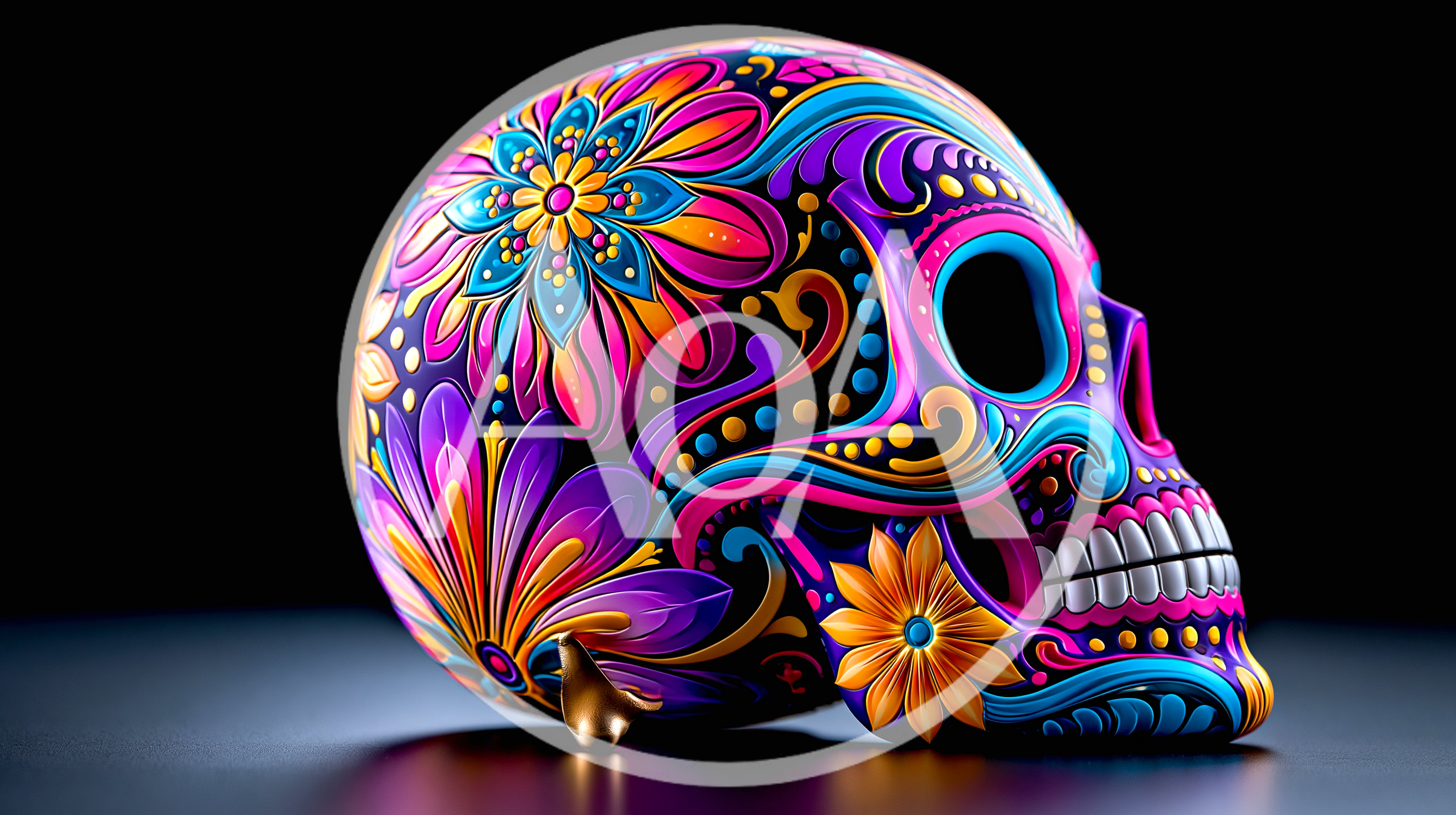 Colorful Day Of The Dead Sugar Skull