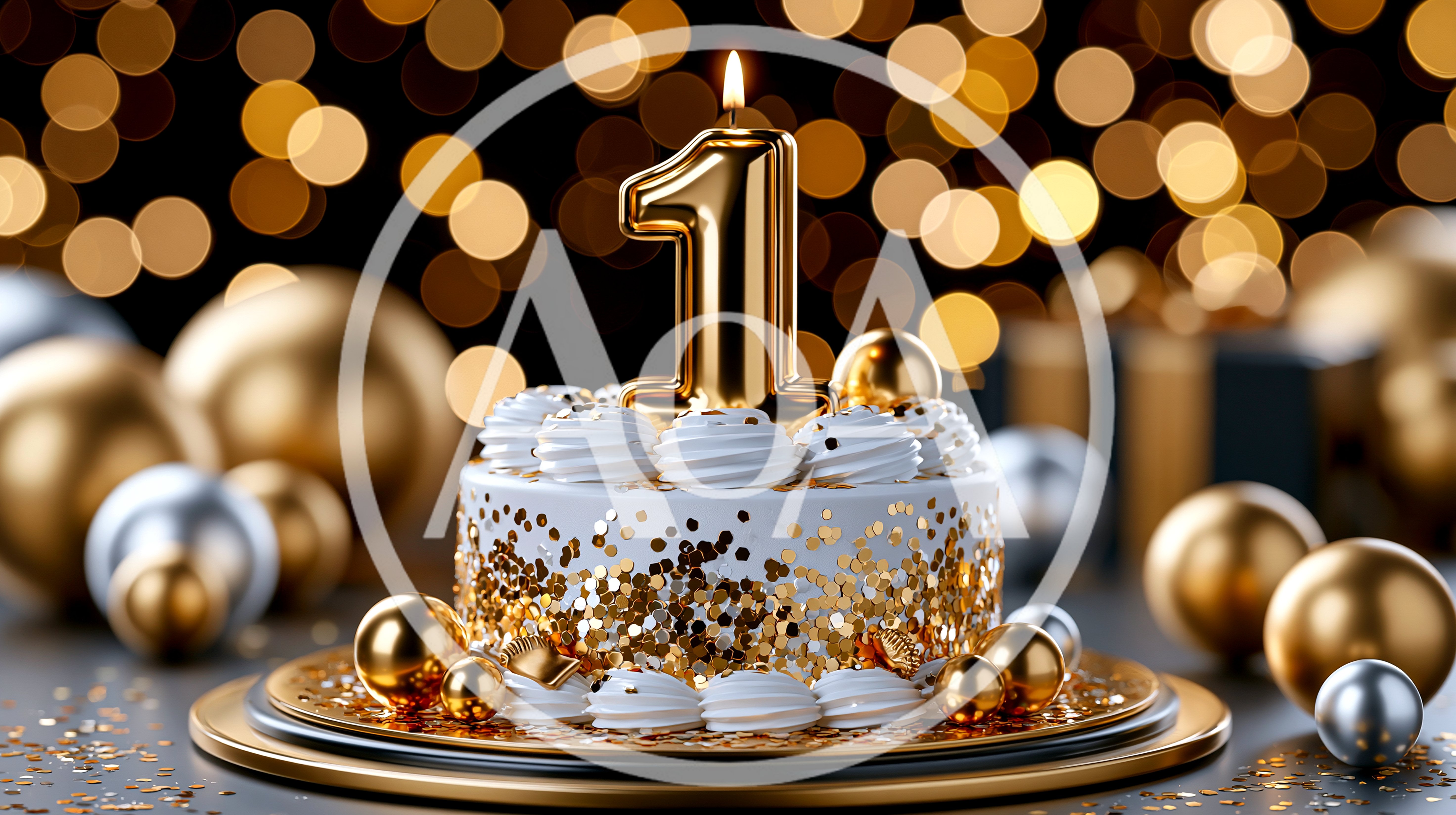 First Birthday Cake With Gold Number Candle