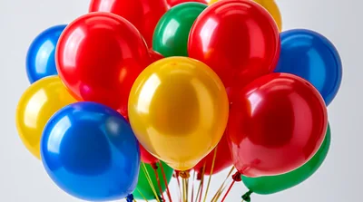 Bunch Of Colorful Party Balloons Against White Background