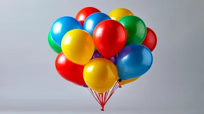Bunch Of Colorful Helium Balloons Floating Together