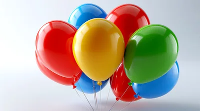 Colorful Bunch Of Helium Balloons Floating Together