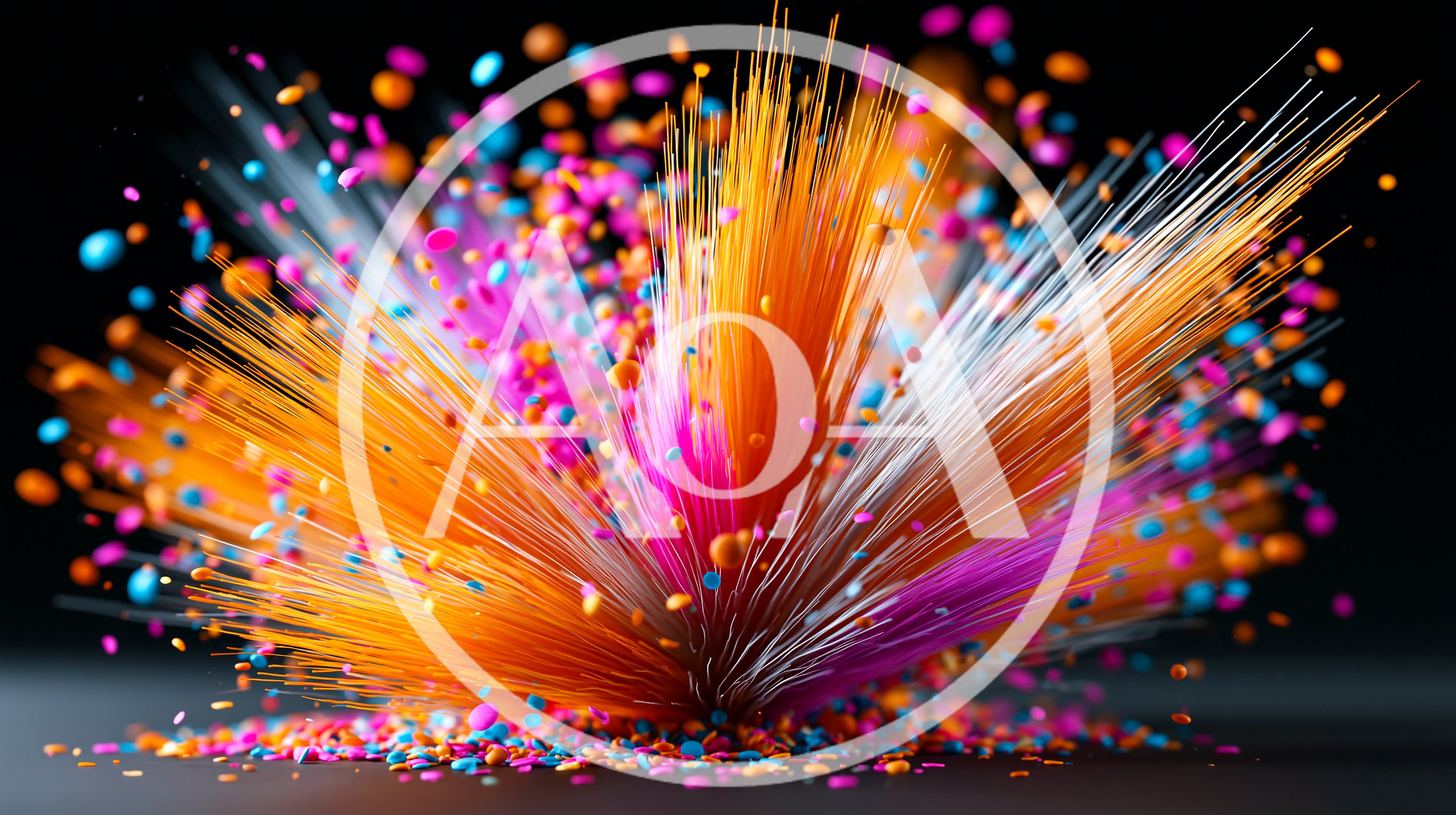 Abstract Explosion Of Colorful Fibers And Particles