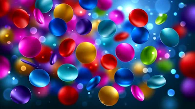 Abstract Background With Floating Colorful Glossy Spheres