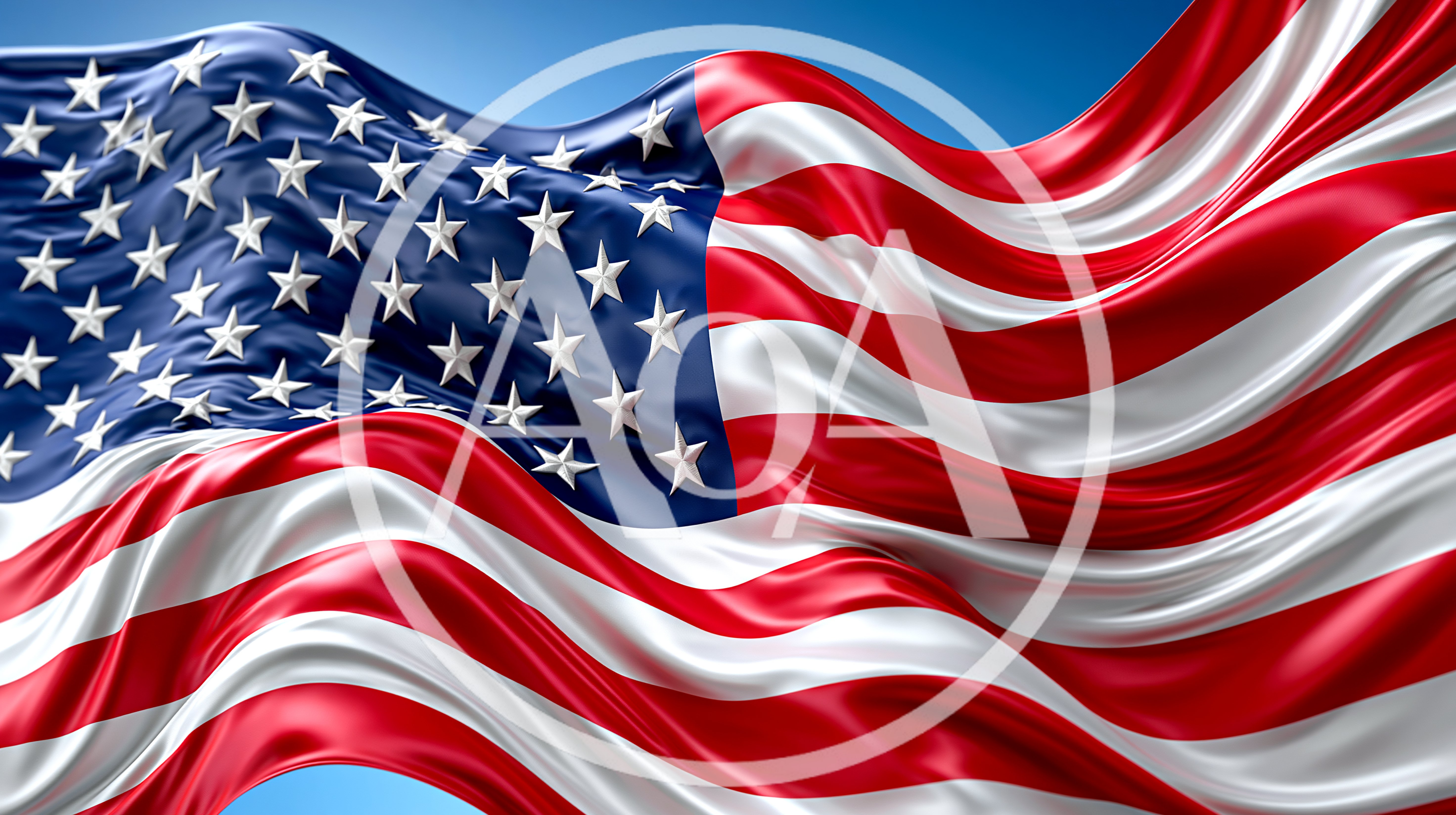 Waving American Flag With Glossy Fabric Texture