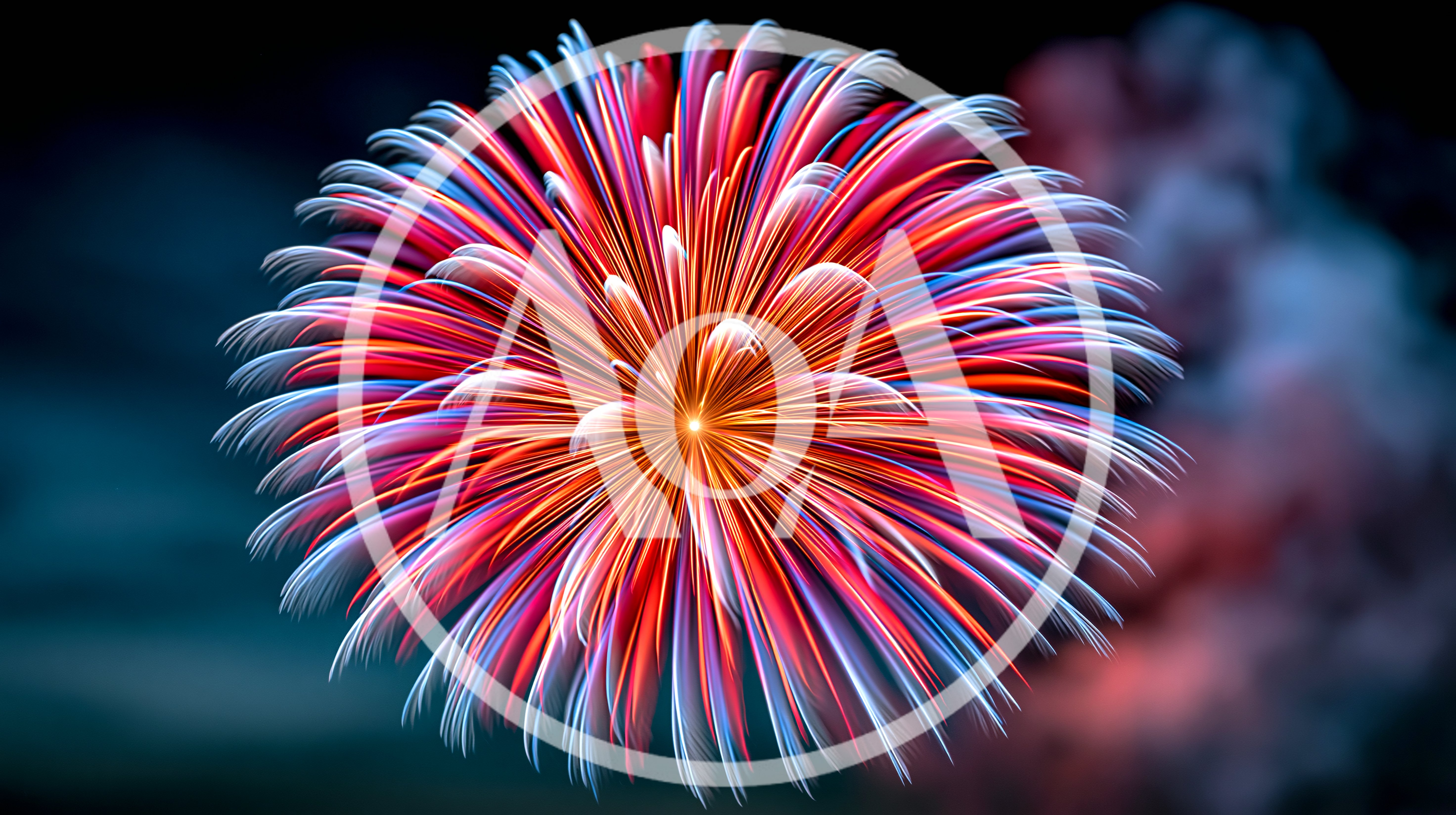 Vibrant Multi-Colored Fireworks Bursting In Night Sky