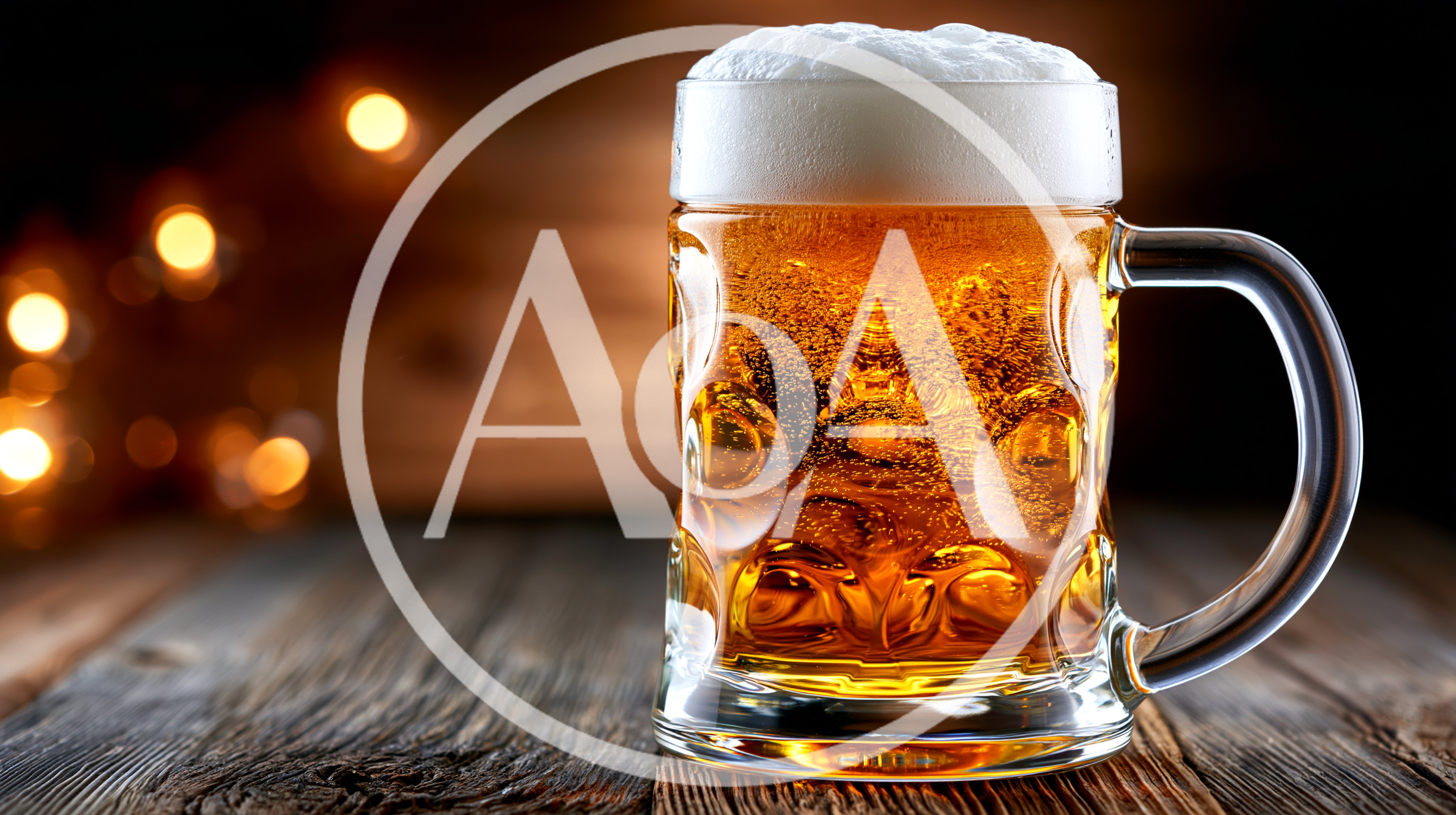 Glass Beer Mug With Foam On Wooden Table