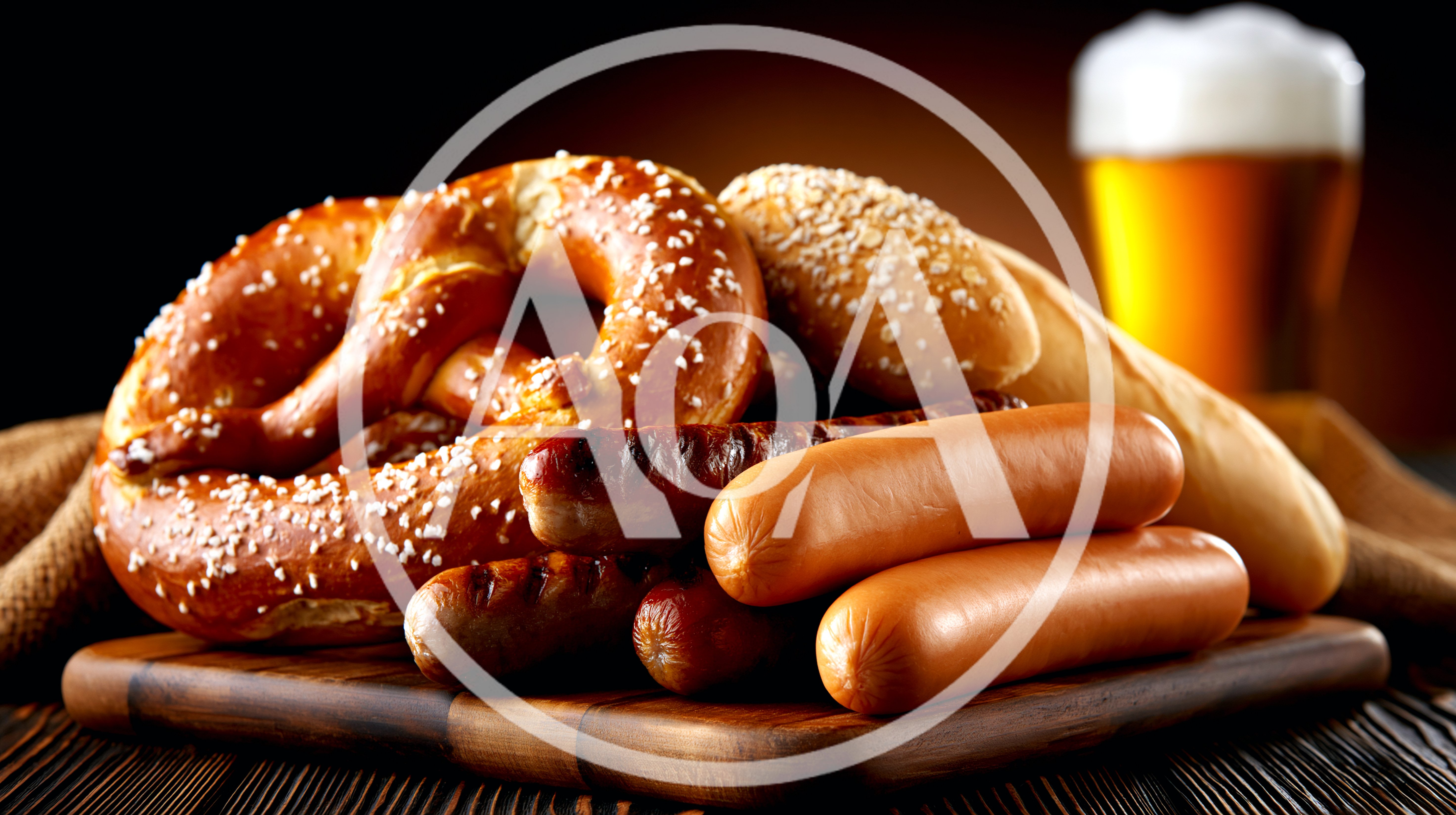 German Sausage Platter With Pretzel And Beer