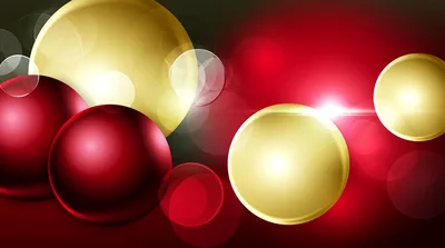 Abstract Background With Floating Red And Gold Spheres