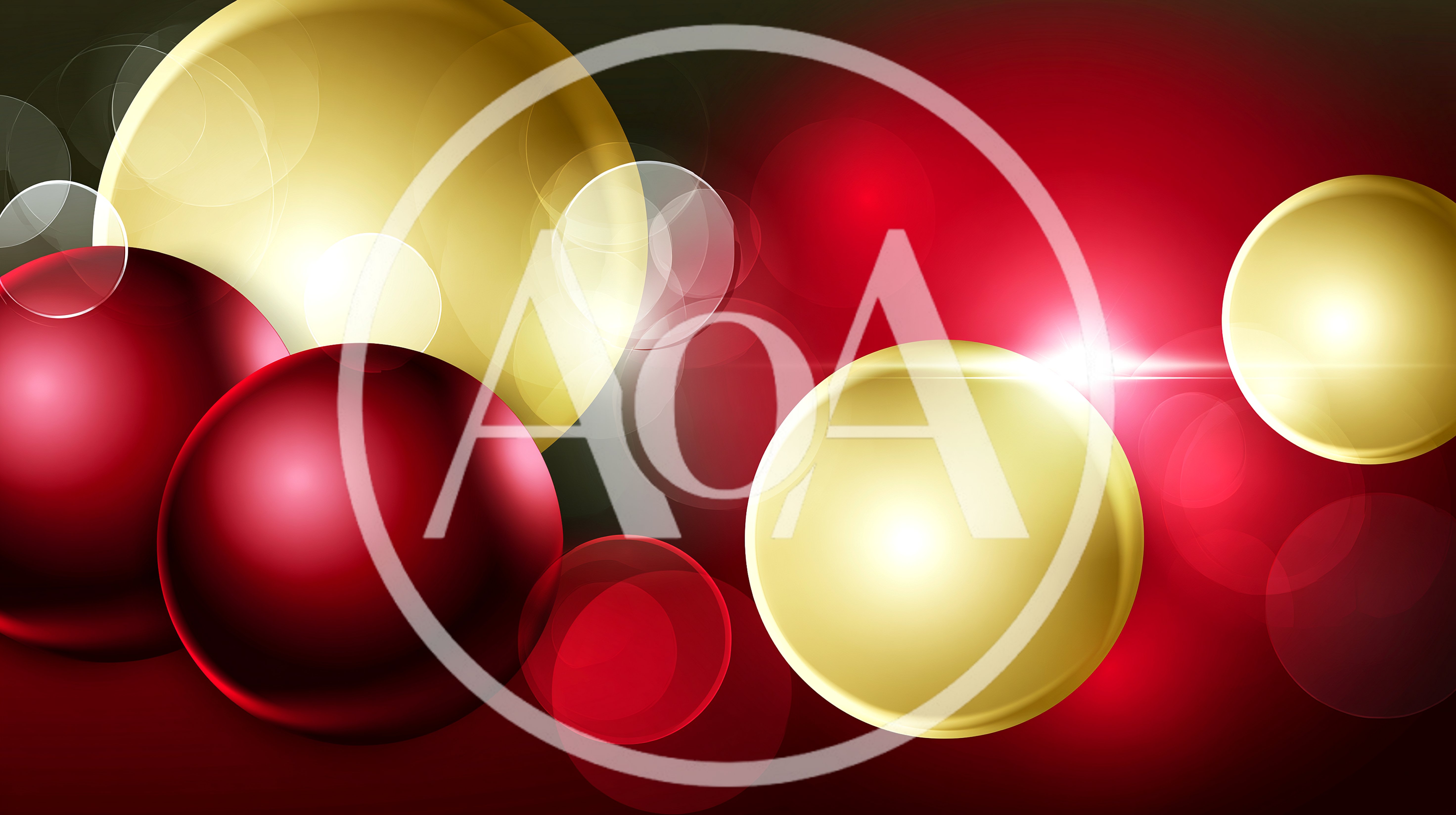 Abstract Background With Floating Red And Gold Spheres