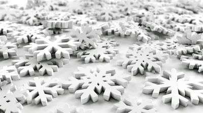 3D Rendered White Snowflakes Background